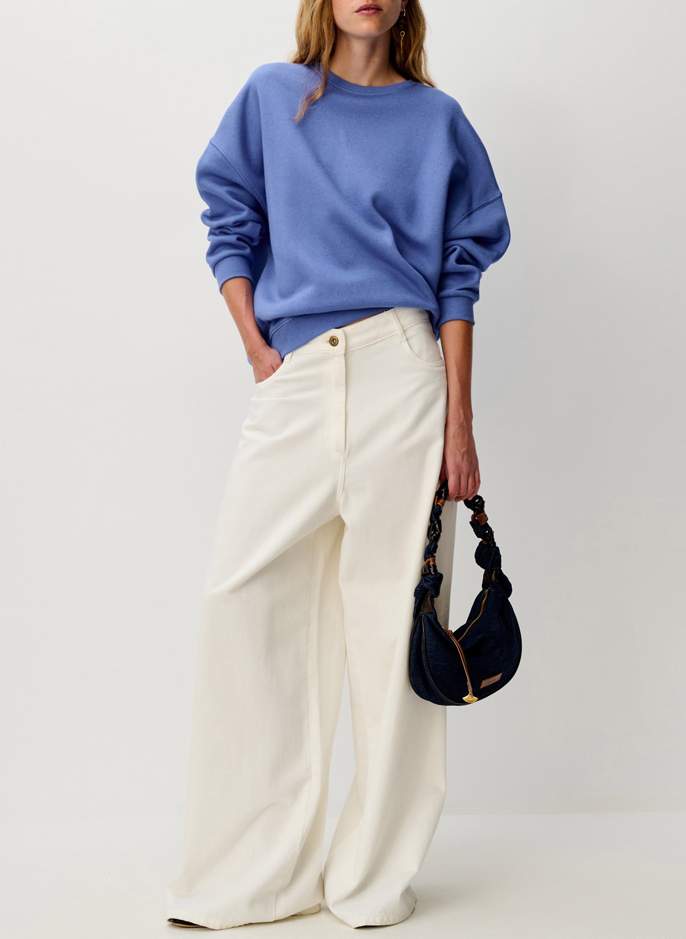Sweat col rond oversize en coton mélangé chebbi SESSUN Bleu