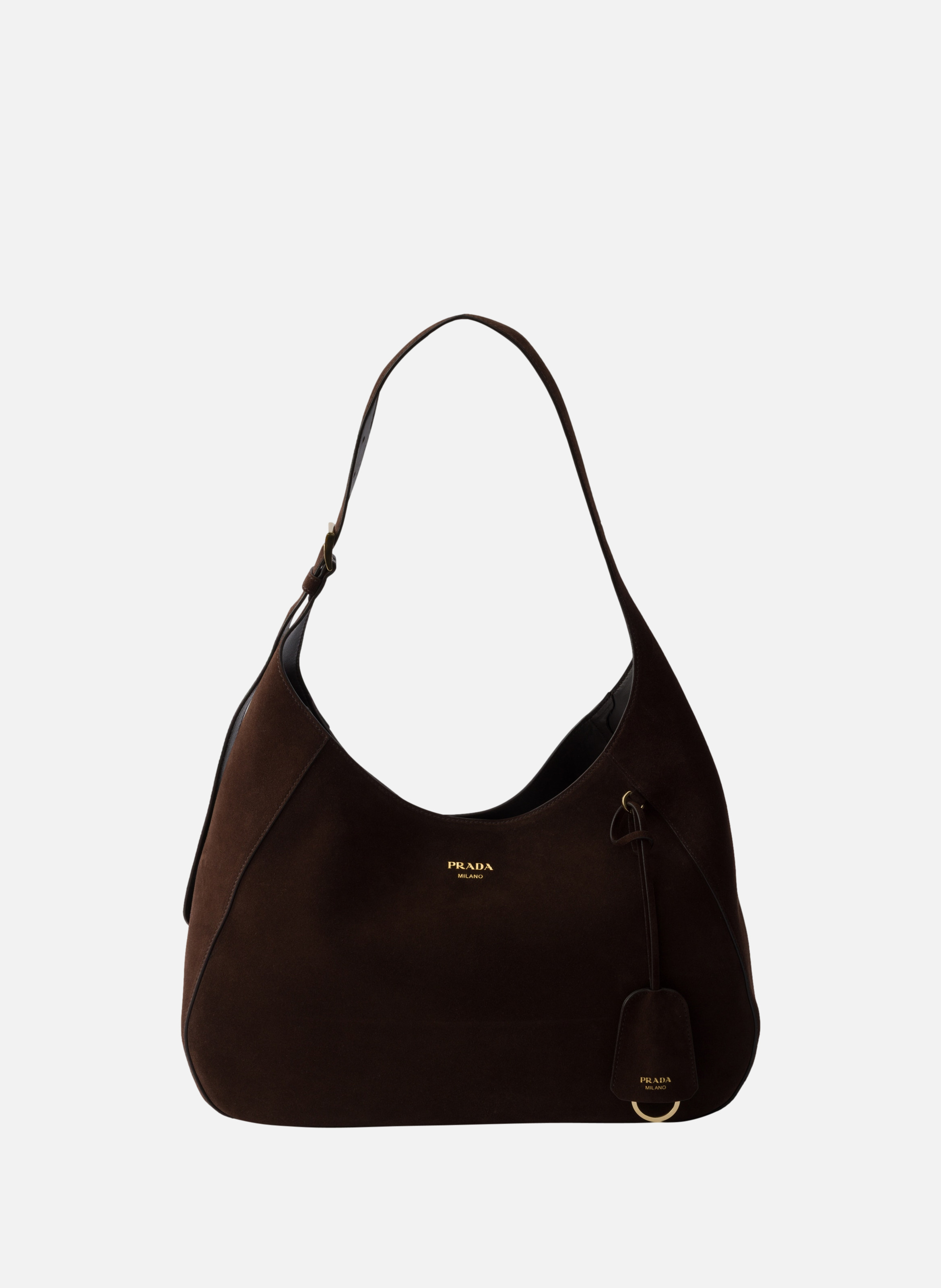 Grand sac prada boogie en veau velours PRADA Marron