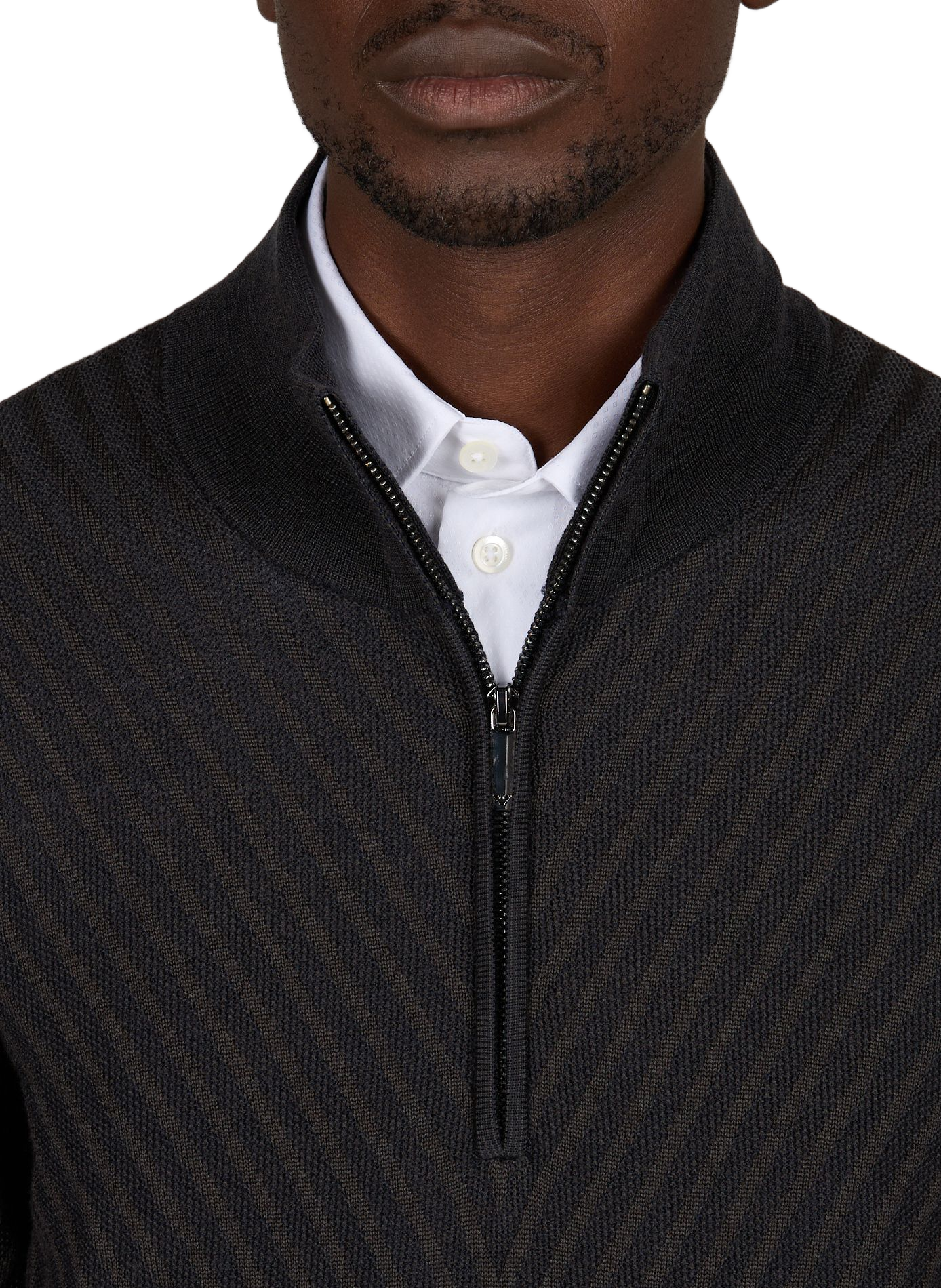 Straight wool zip-up sweater EMPORIO ARMANI Blue