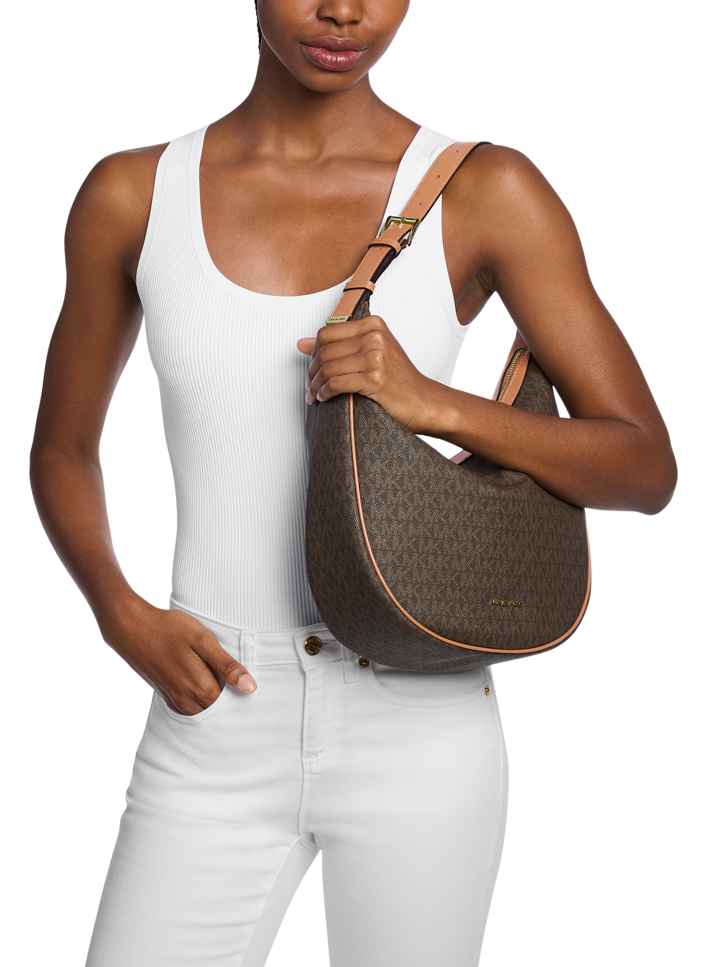 Sac porté épaule logotypé  MICHAEL KORS Braun