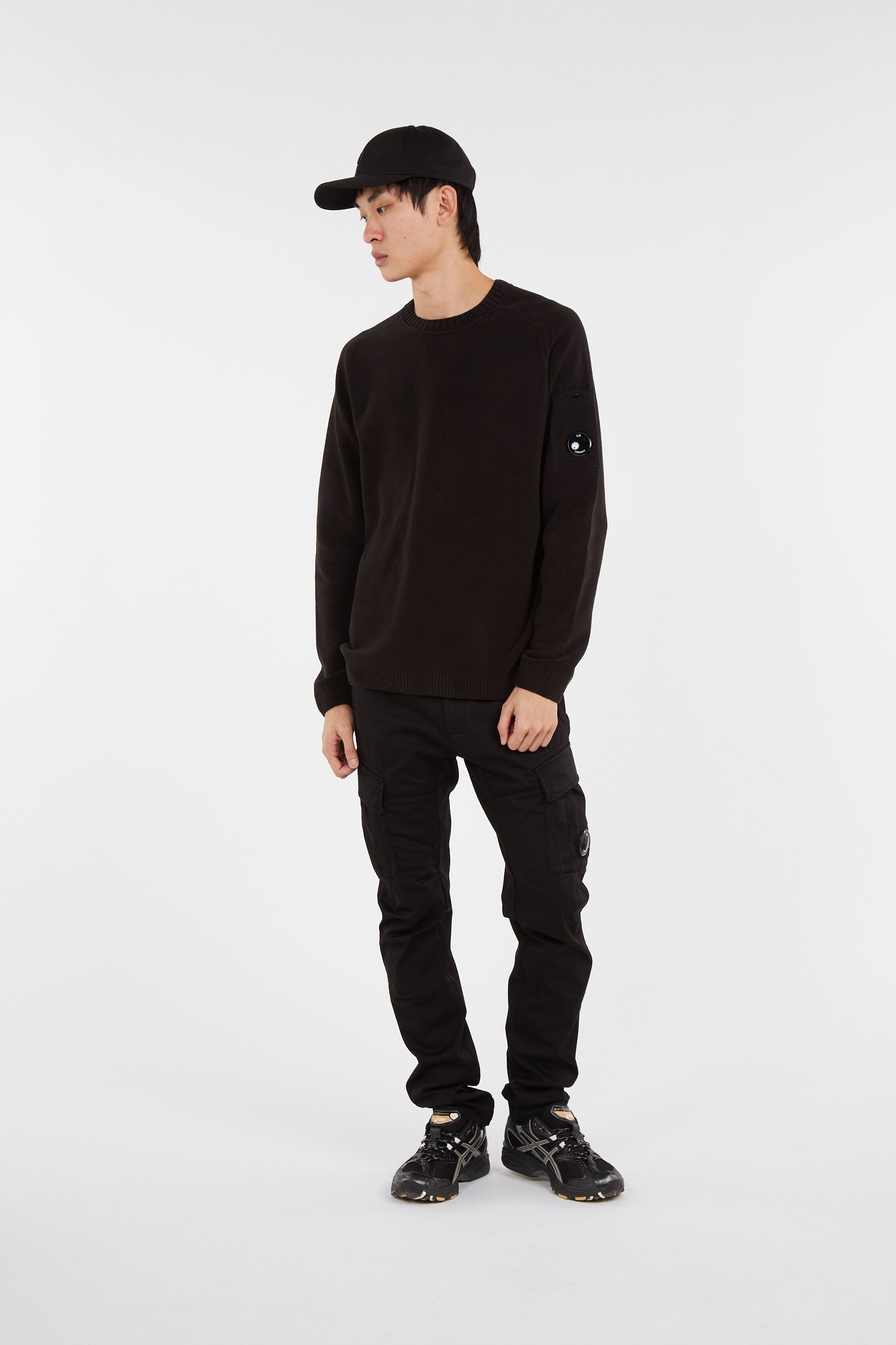 Pull cotton chenille crewneck lens sweater CP COMPANY Noir