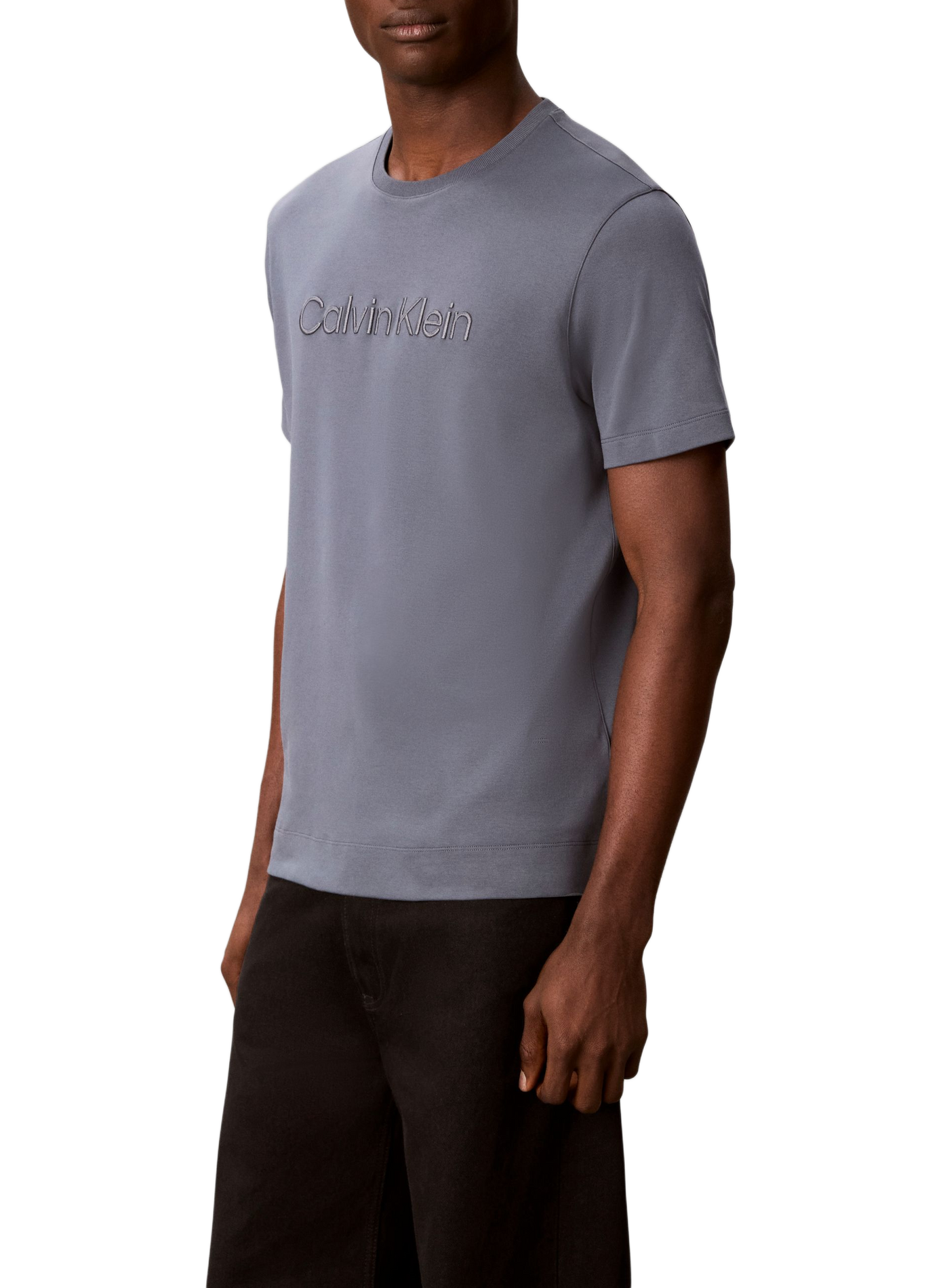 T-shirt droit en coton CALVIN KLEIN Gris
