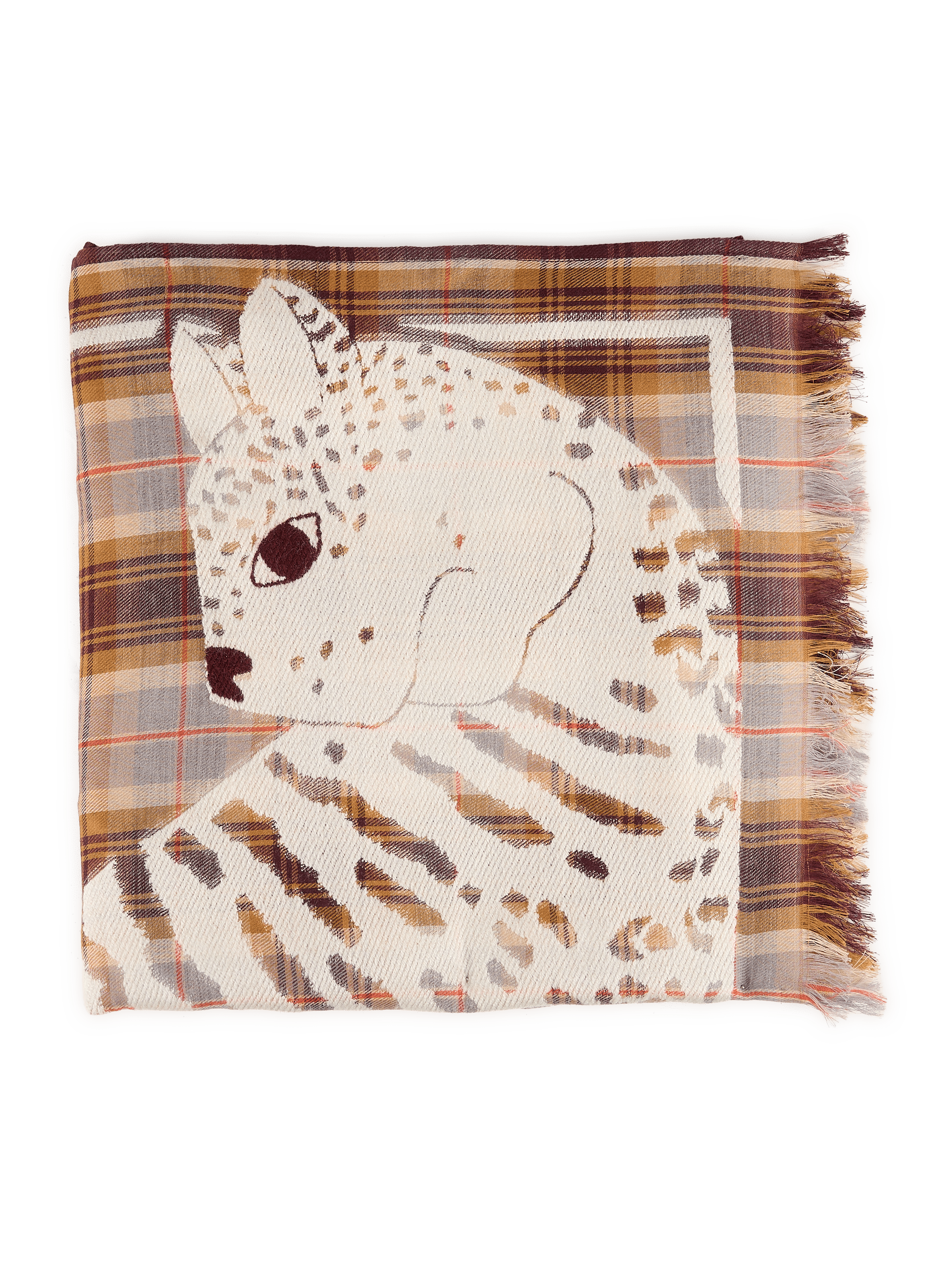 Karierter Schal mit Print INOUI EDITIONS Beige