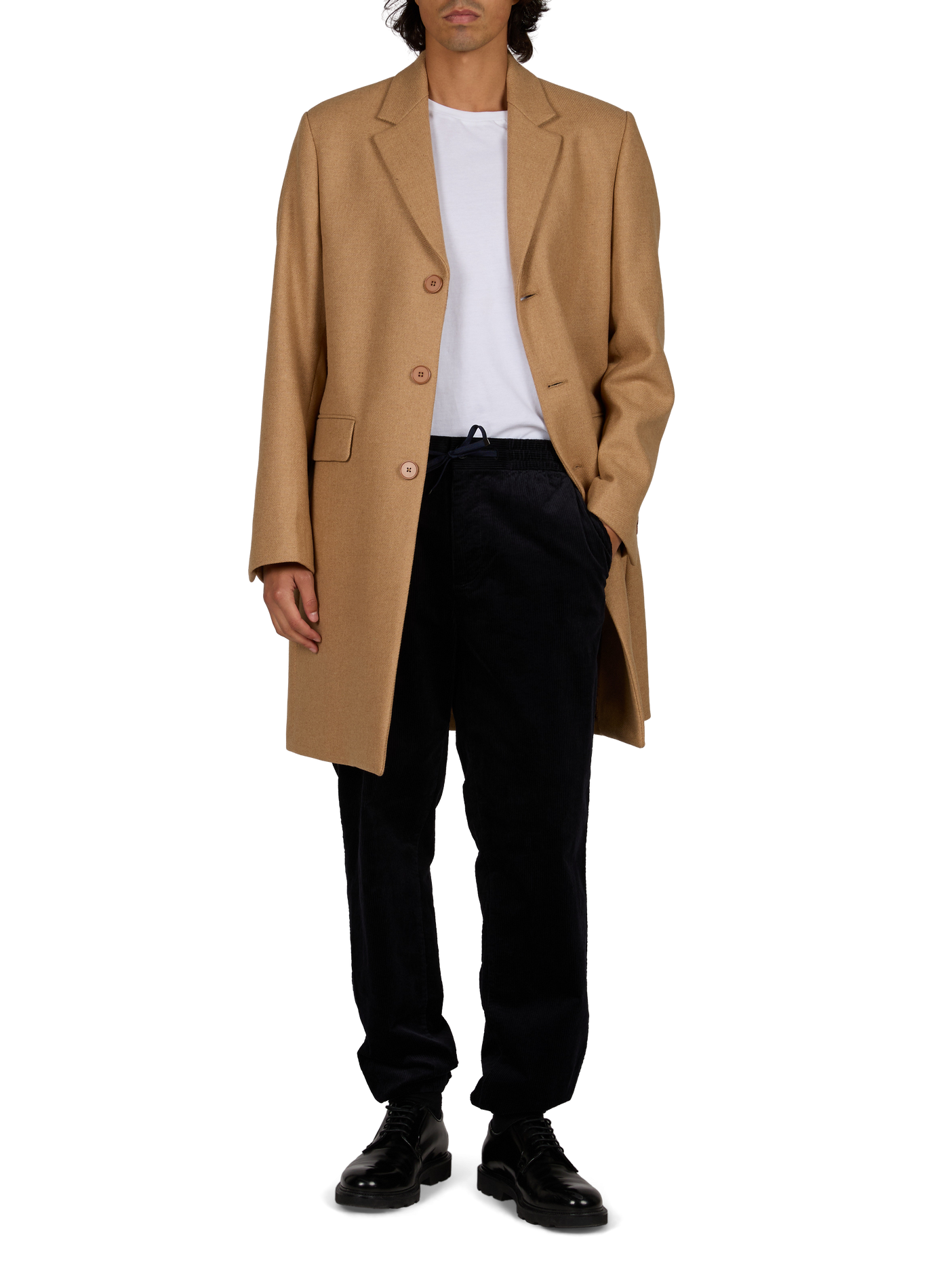 Manteau col tailleur en laine et cachemire mélangés AU PRINTEMPS PARIS Beige
