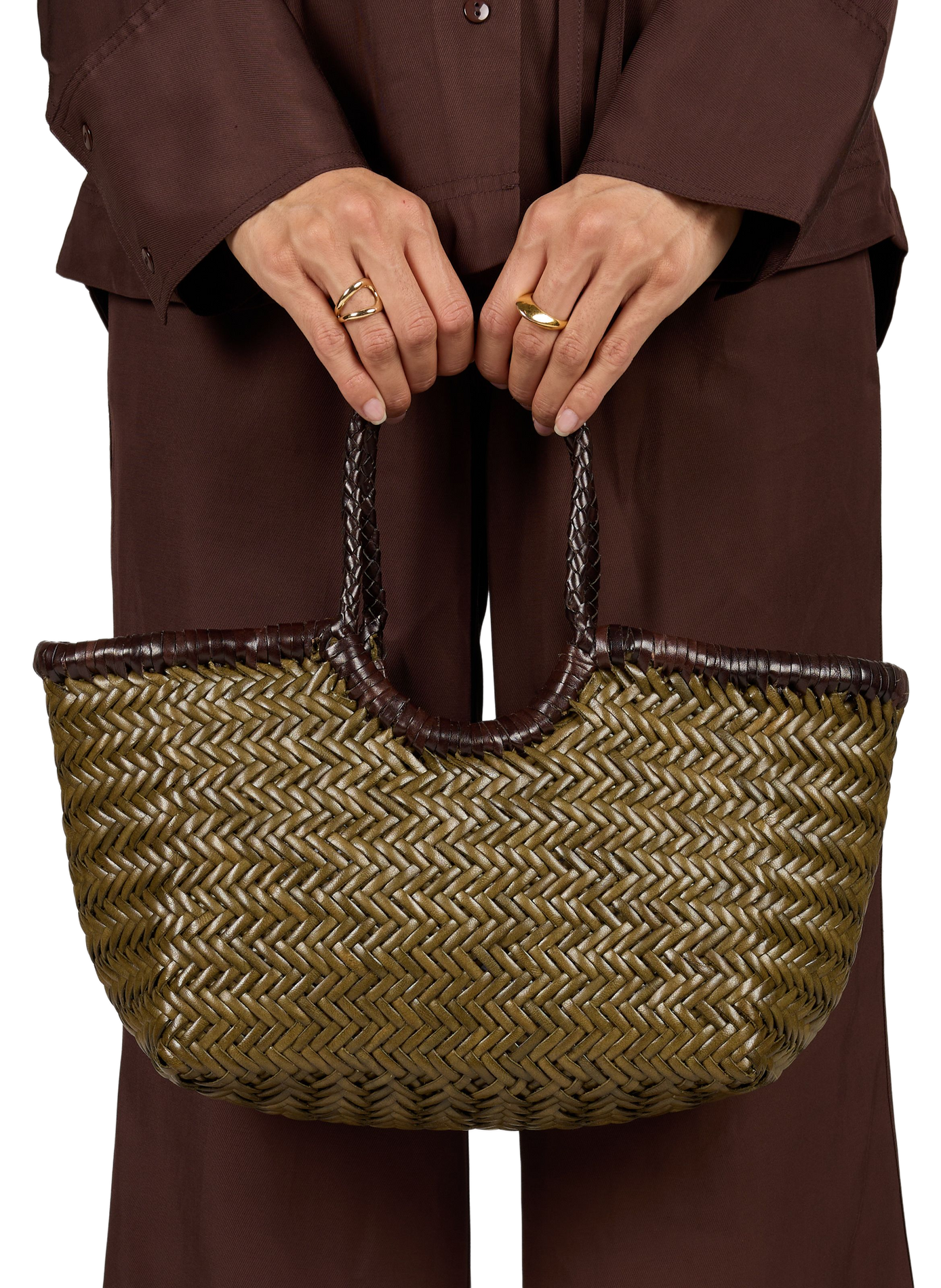 Sac tressé en cuir  DRAGON DIFFUSION Kaki