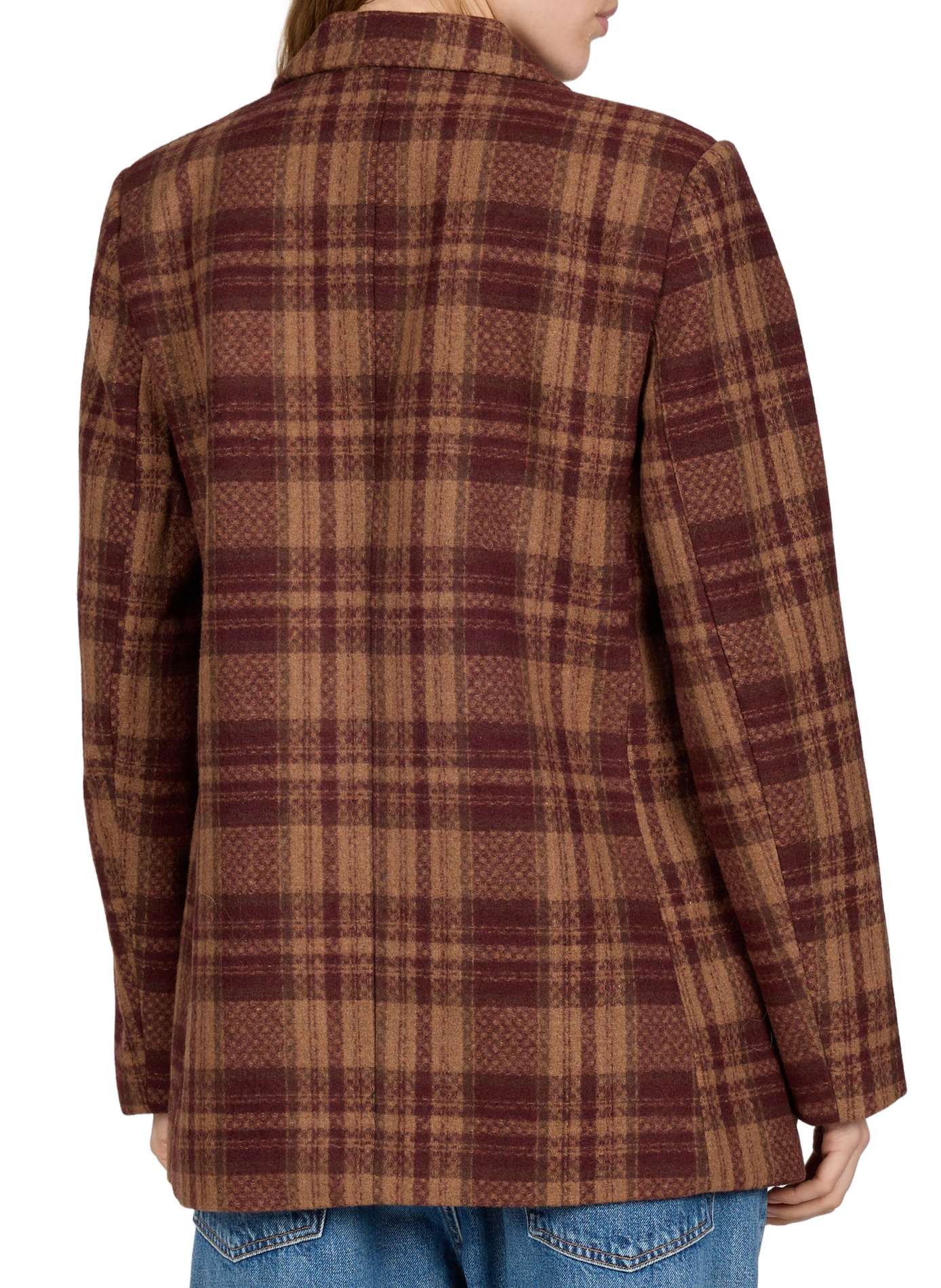 Checked Tailored-Collar Jacket VILA Red