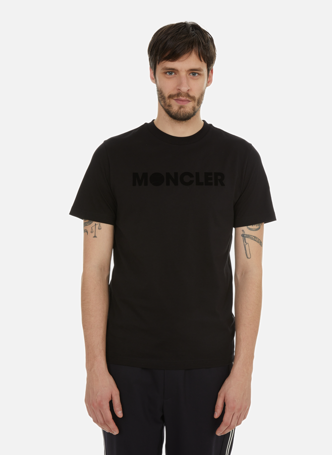 T-shirt with MONCLER velvet effect logo