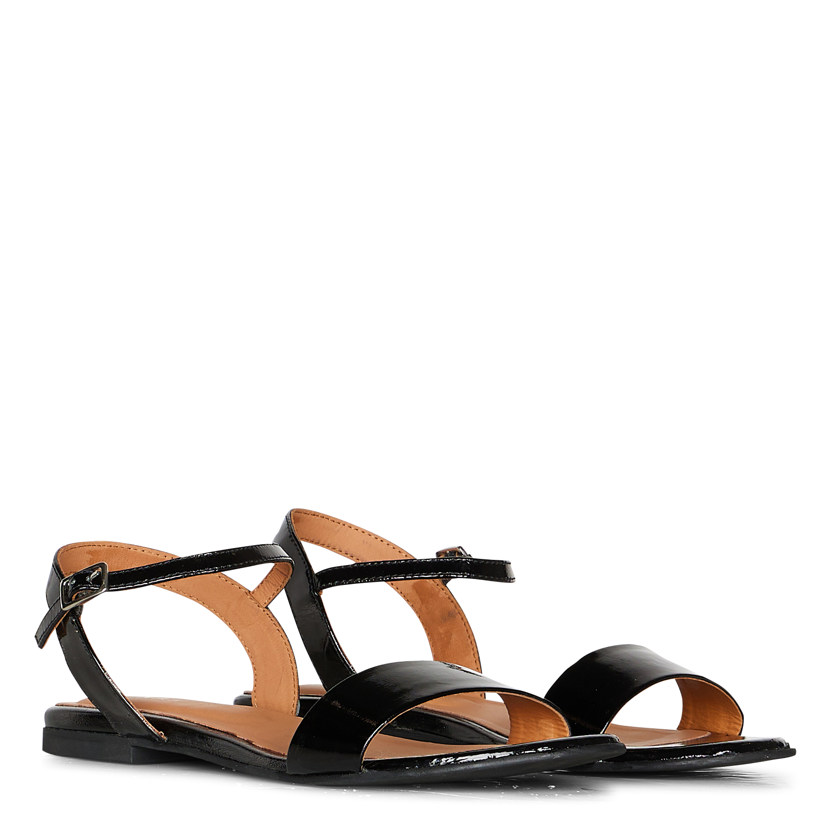 Sandales plates en cuir vernis wagram JONAK Noir