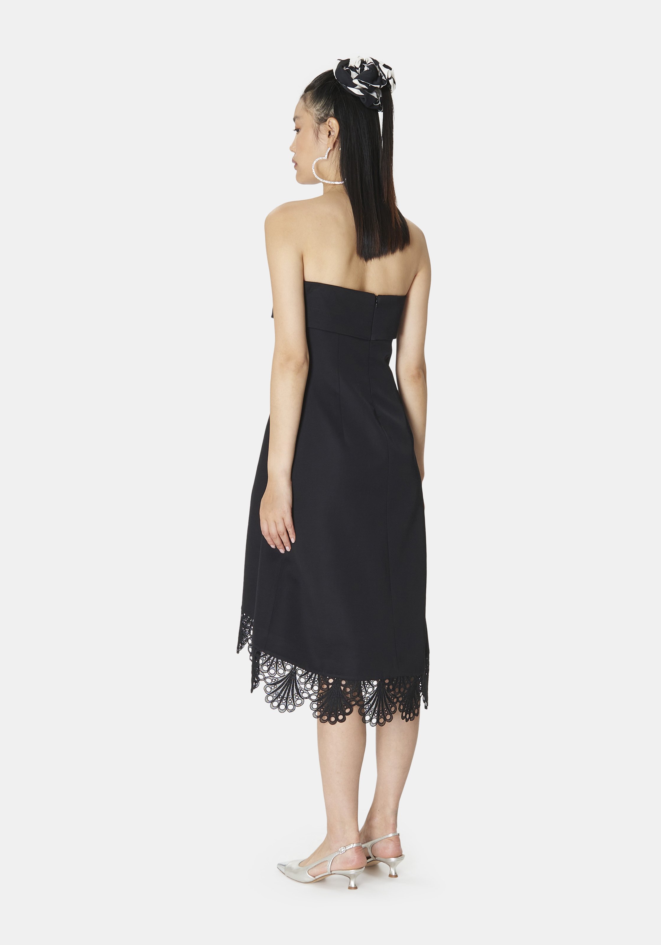 Robe Tara Jarmon Noire Bustier – Modèle Drapé, Sans Manches, Parfait Pour Soirée