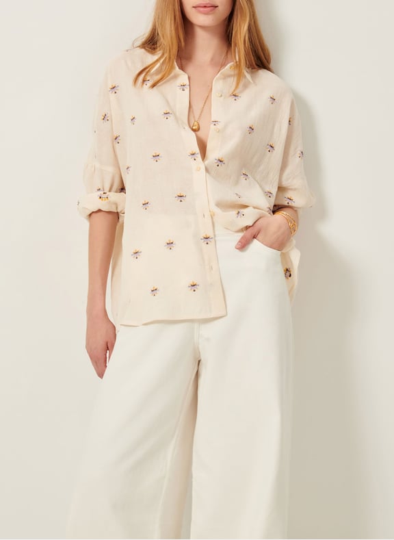 Chemise col classique droite en coton mélangé botenzo Blanc by SESSUN SESSUN Chemise col classique droite en coton mélangé botenzo Blanc