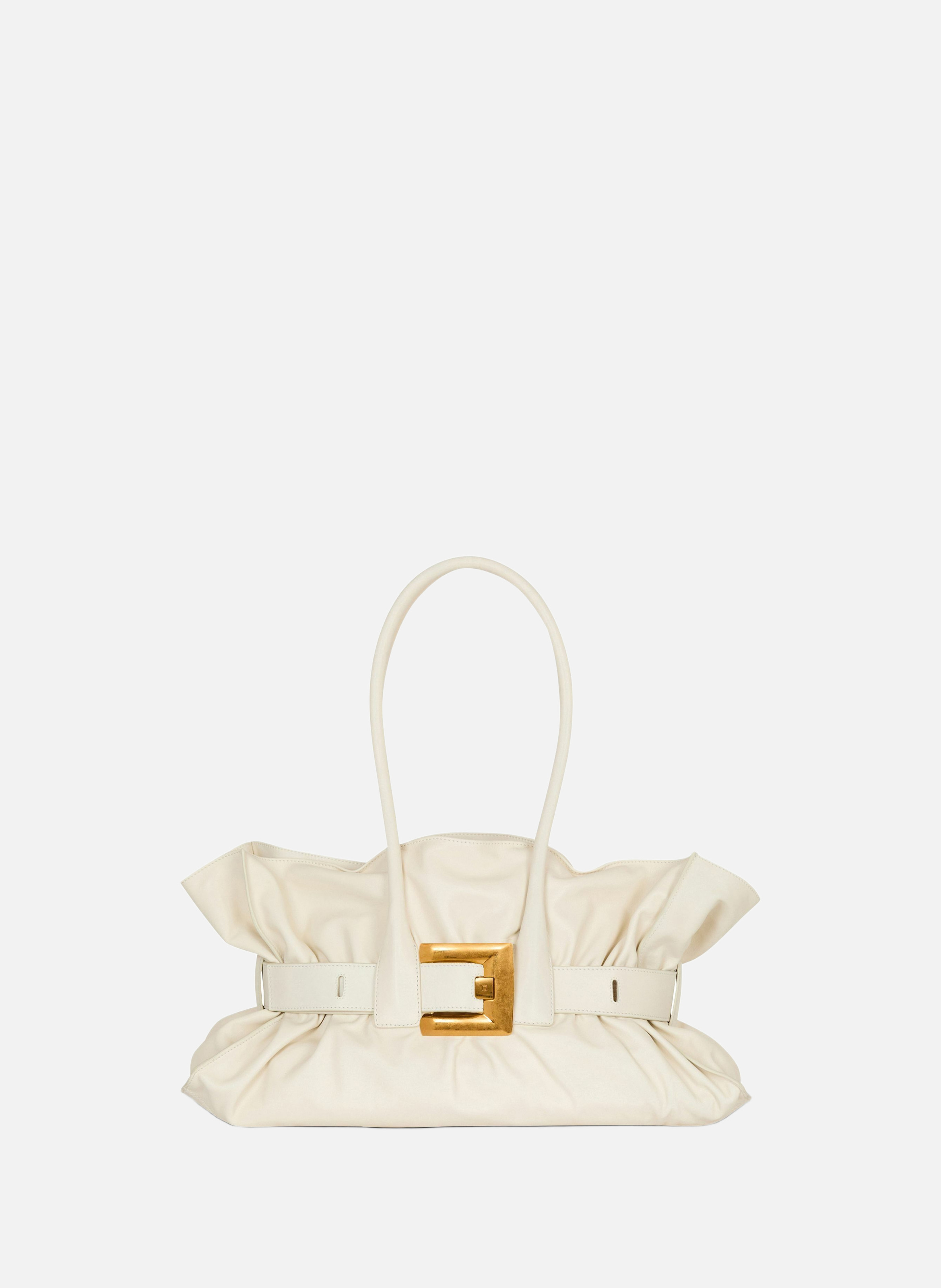 Sac anthem large en cuir de veau BALMAIN Blanc
