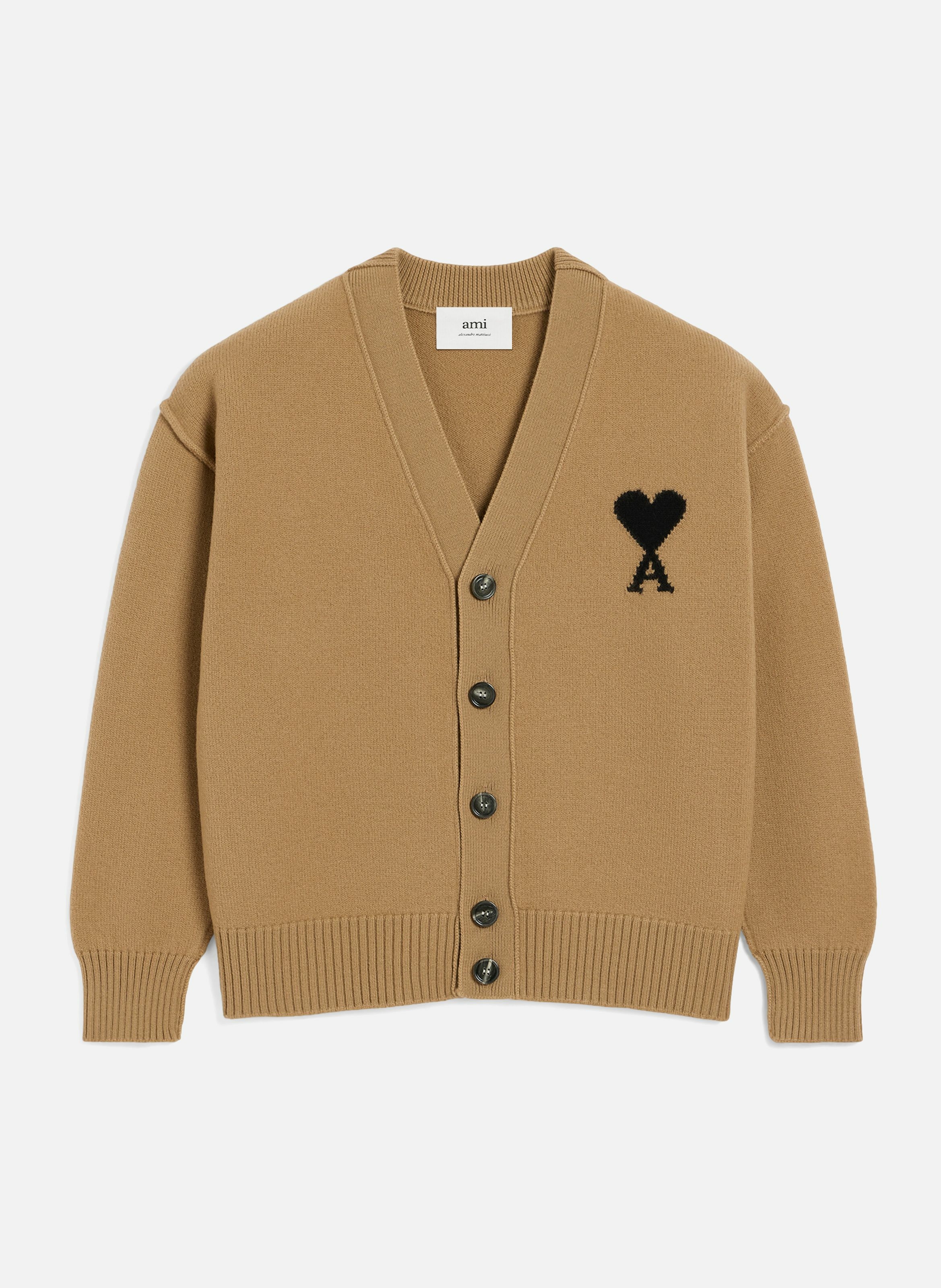 Cardigan ami de coeur en laine unisexe AMI PARIS Marron