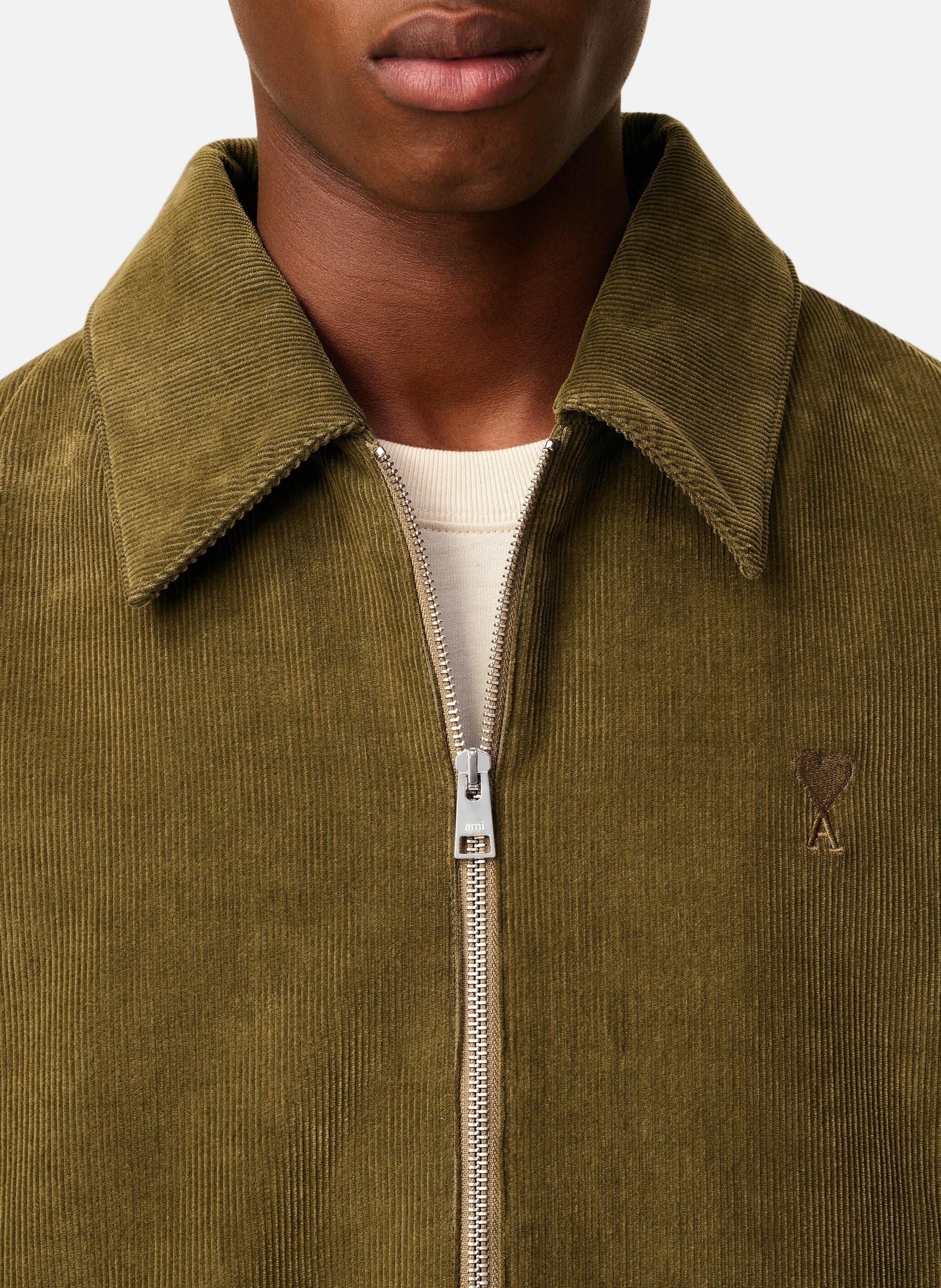 Blouson zippé ami de coeur en coton AMI PARIS Vert