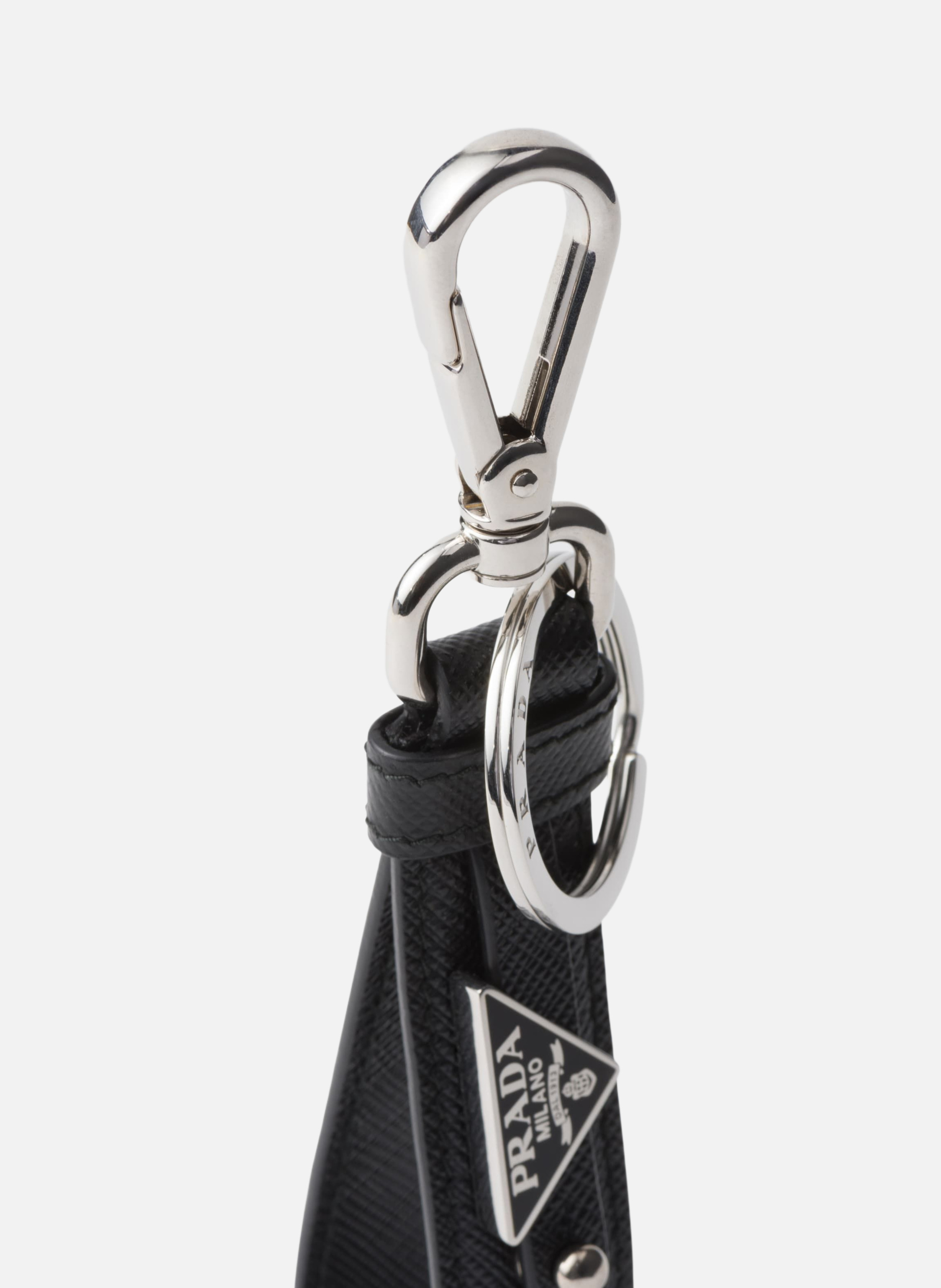Porte-clés en cuir saffiano PRADA Noir