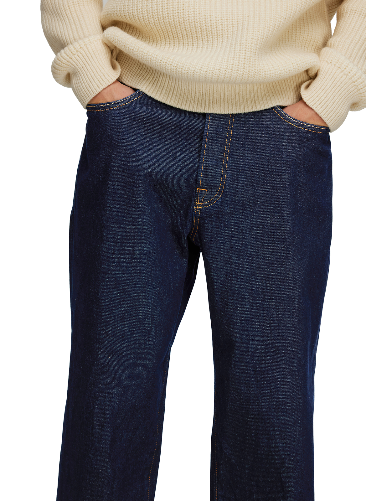 Jean large en coton biologique SELECTED Bleu