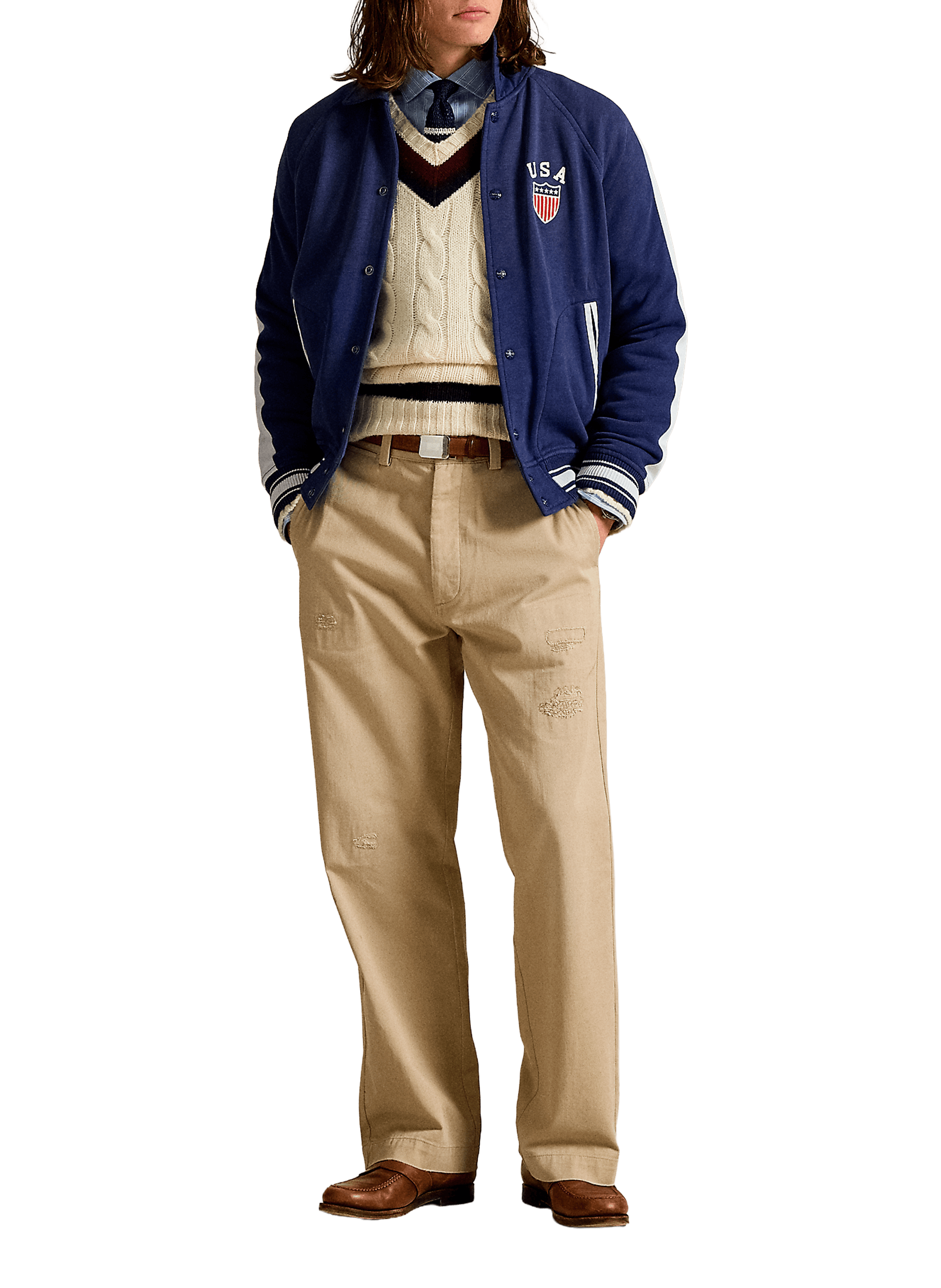 Veste sportive en coton mélangé POLO RALPH LAUREN Bleu