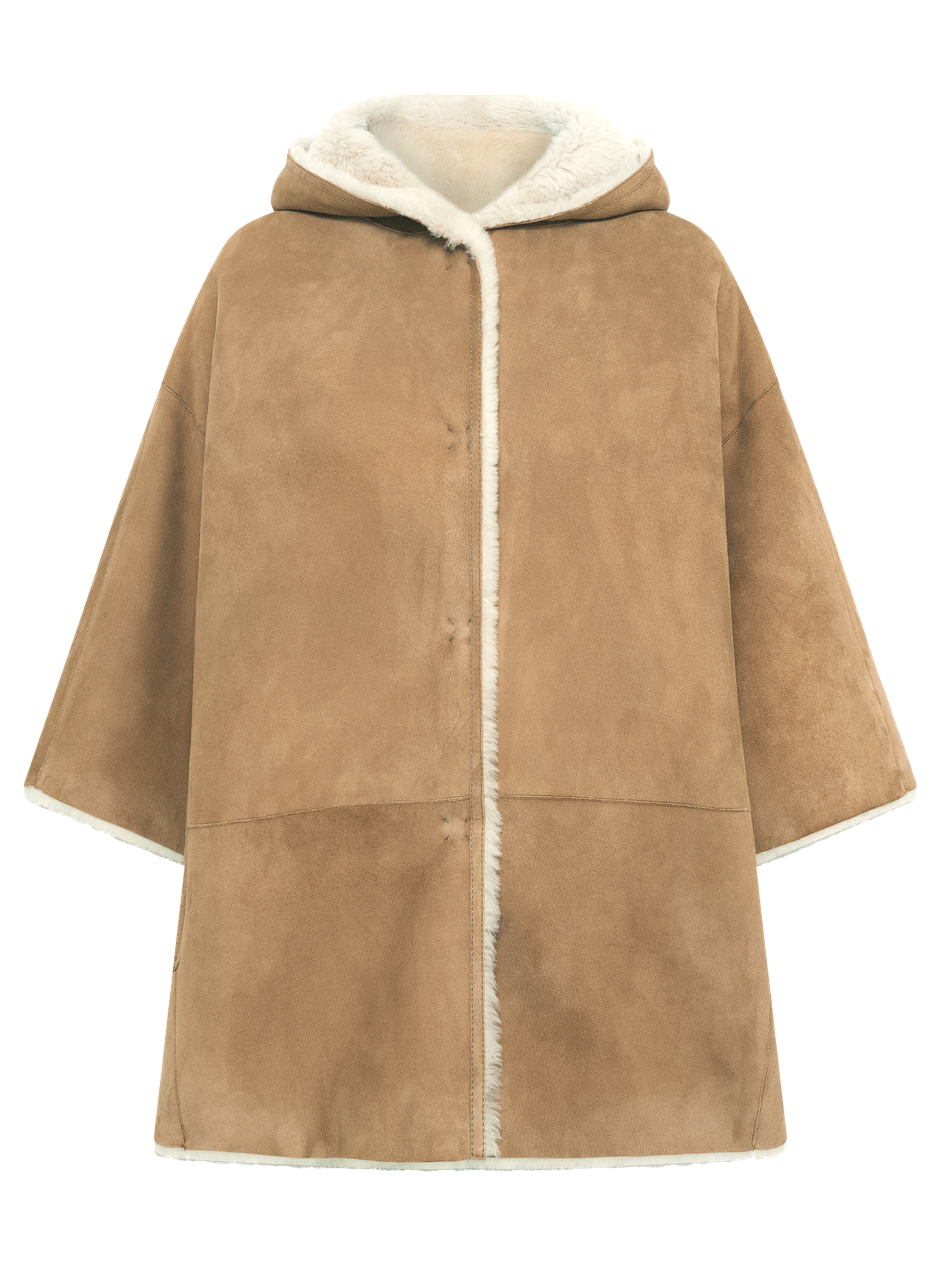 Cape en peau lainée à capuche - marion GERARD DAREL Beige