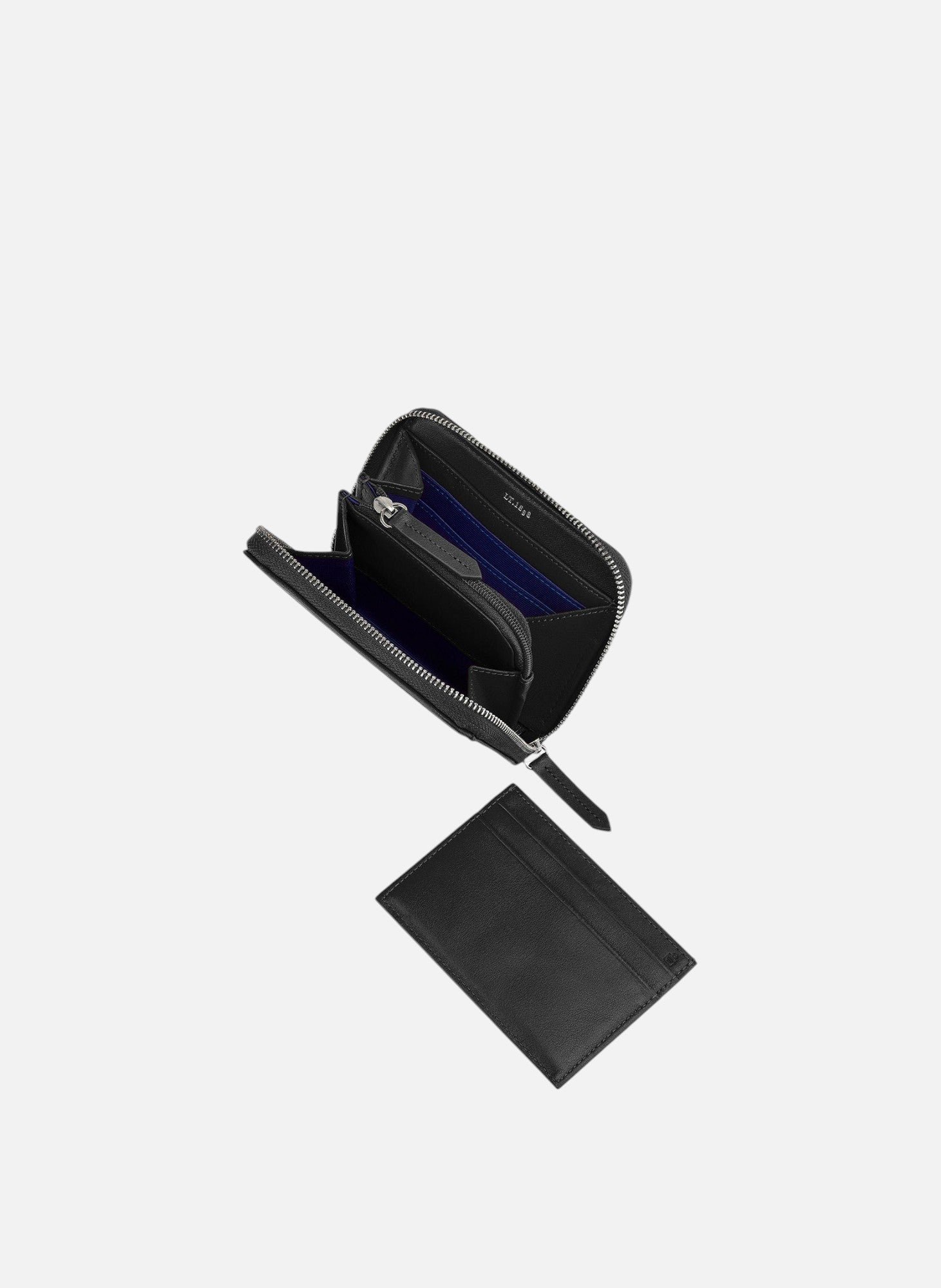 Porte monnaie zippé avec porte cartes amovible charlotte en cuir lisse LE TANNEUR Noir