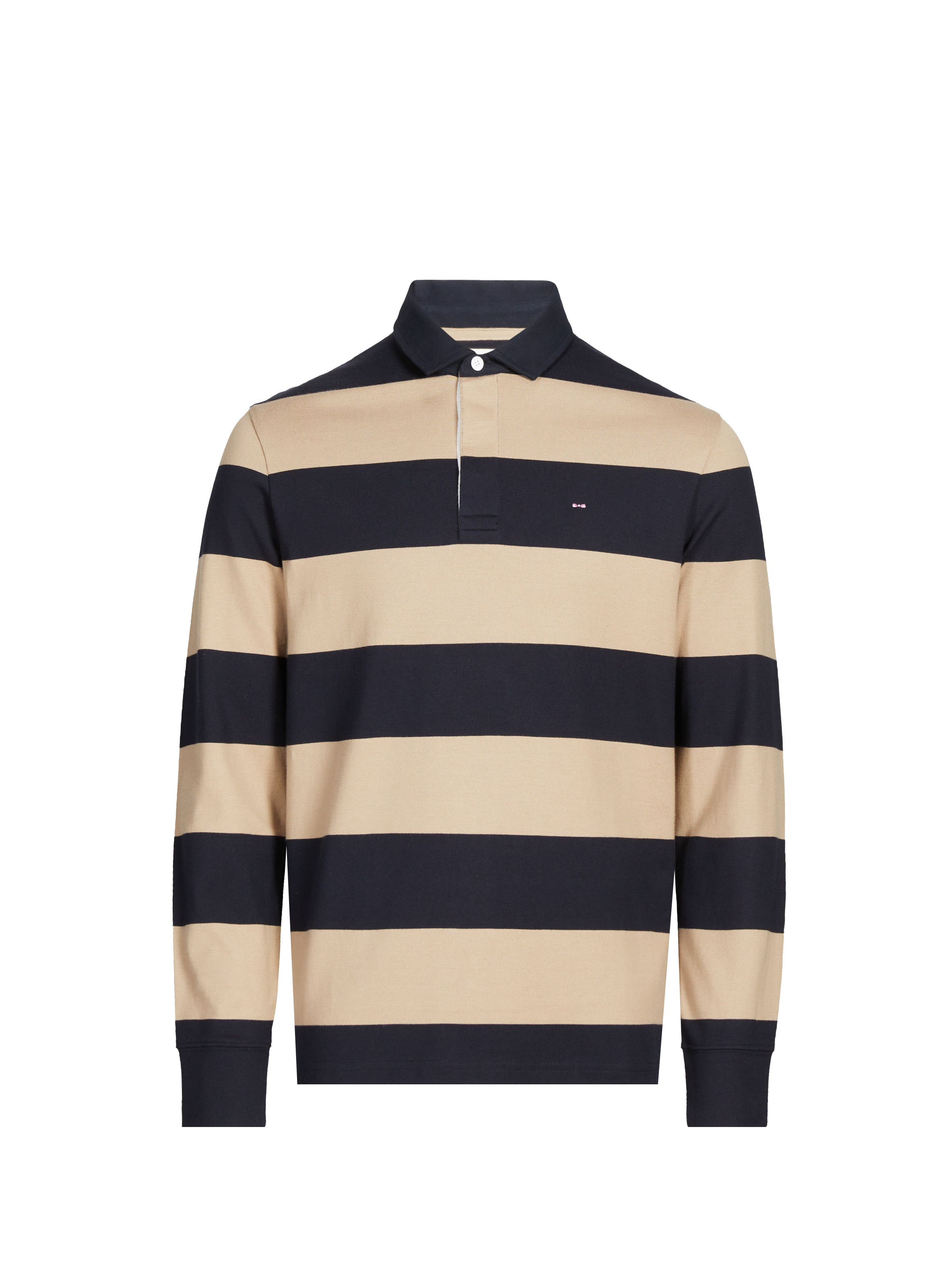 EDEN PARK Polo rayé à manches longues en coton Beige