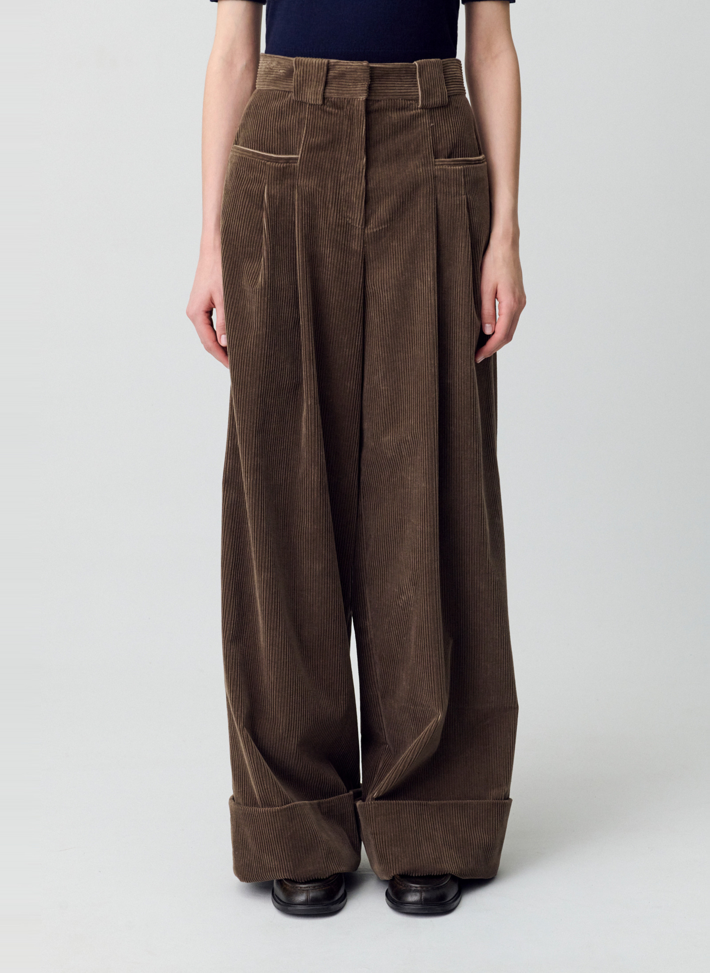 Pantalon large en coton mélangé peter CLAUDIE PIERLOT Marron