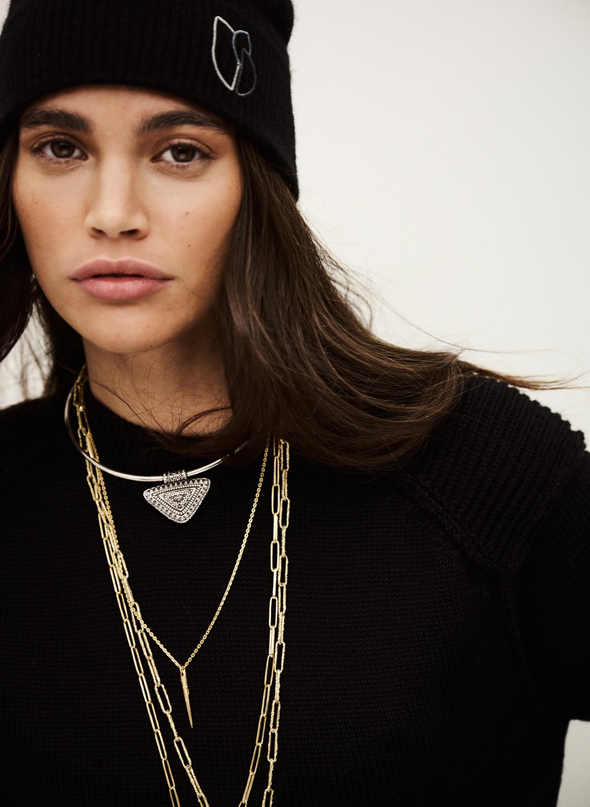 Pull droit col rond en laine liara BA&SH Noir