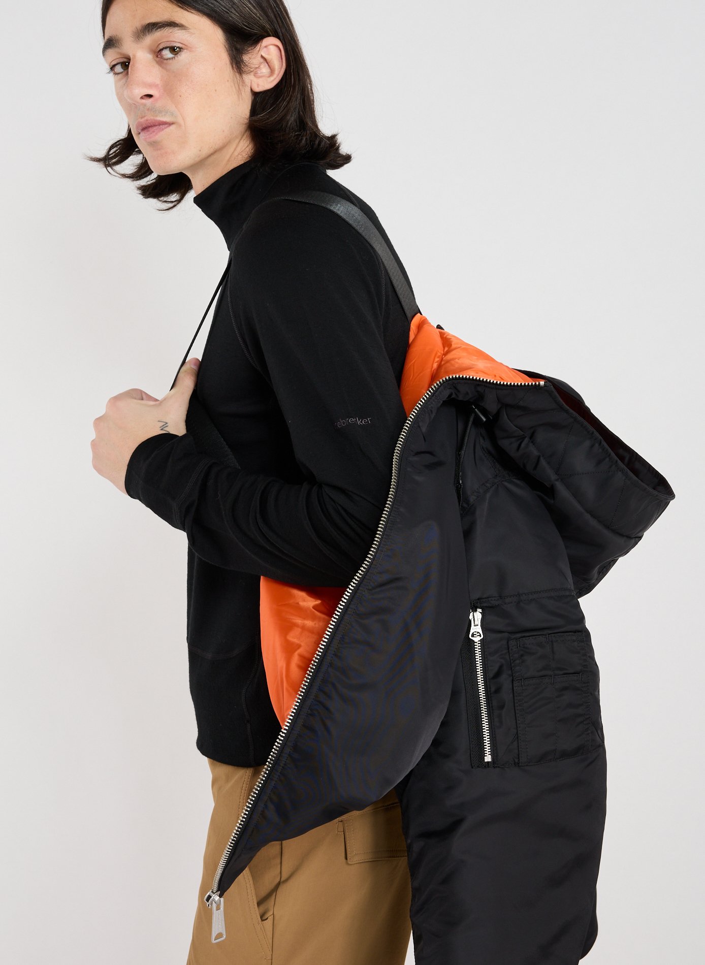 Blouson à capuche avec sac à dos intégré SCHOTT Noir