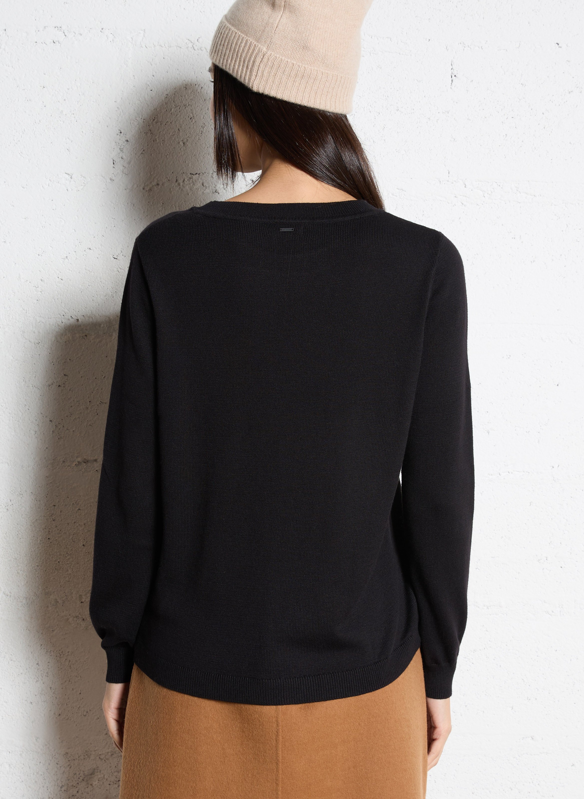 Pull ample col rond broderie métallisée IKKS Noir