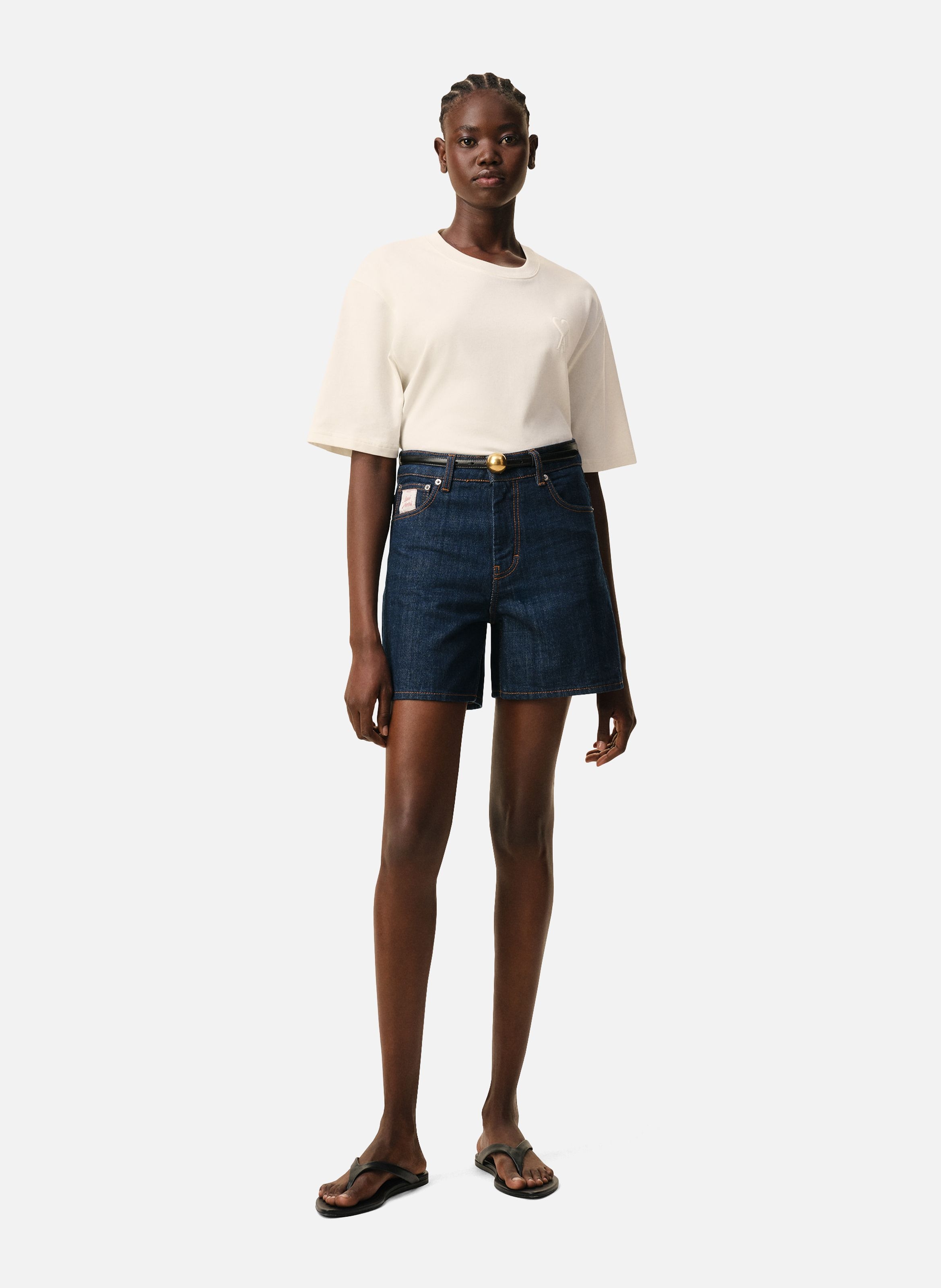 T-shirt ami de coeur embossé unisexe en coton AMI PARIS Blanc