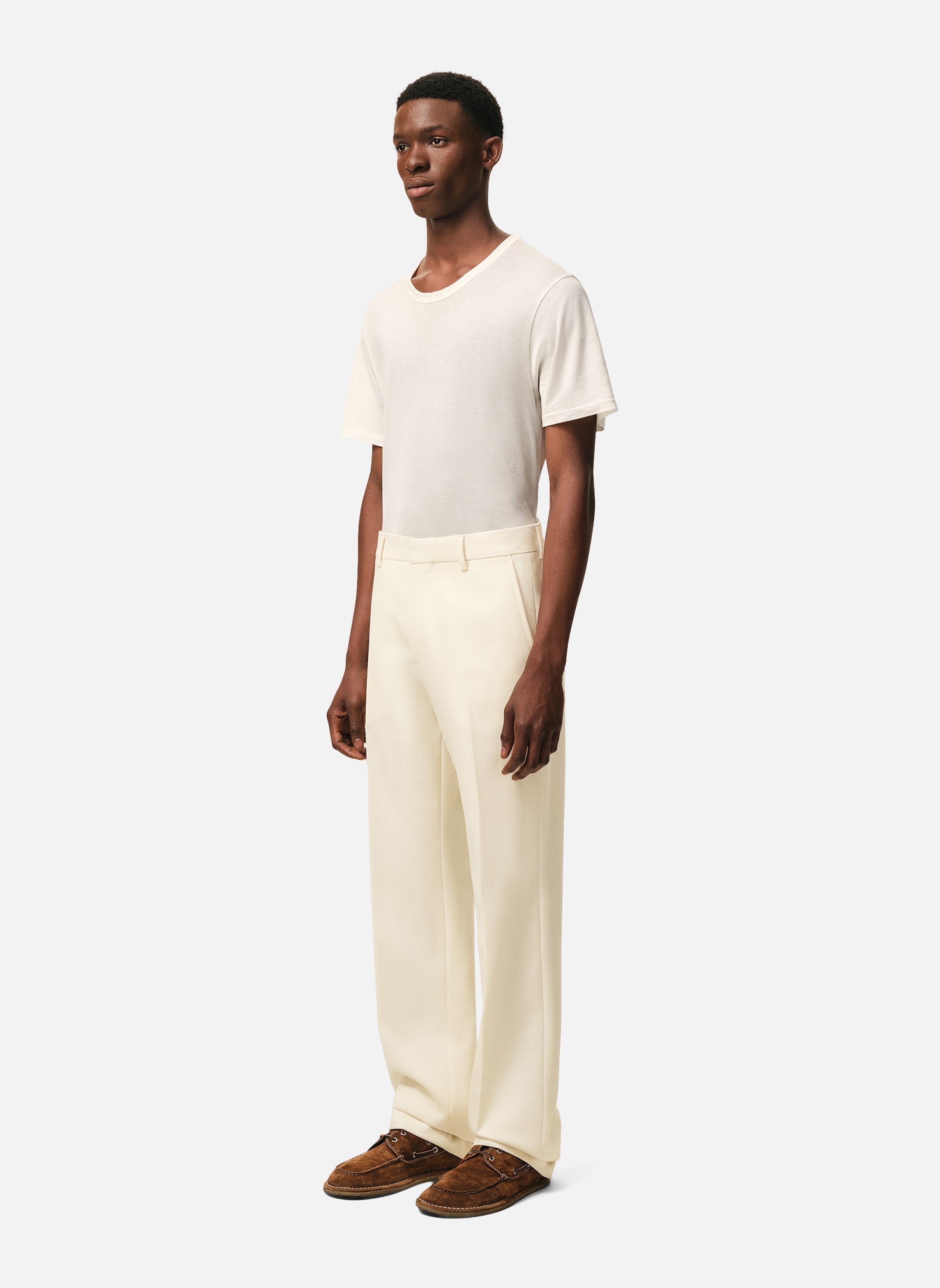 Pantalon droit en laine AMI PARIS Blanc