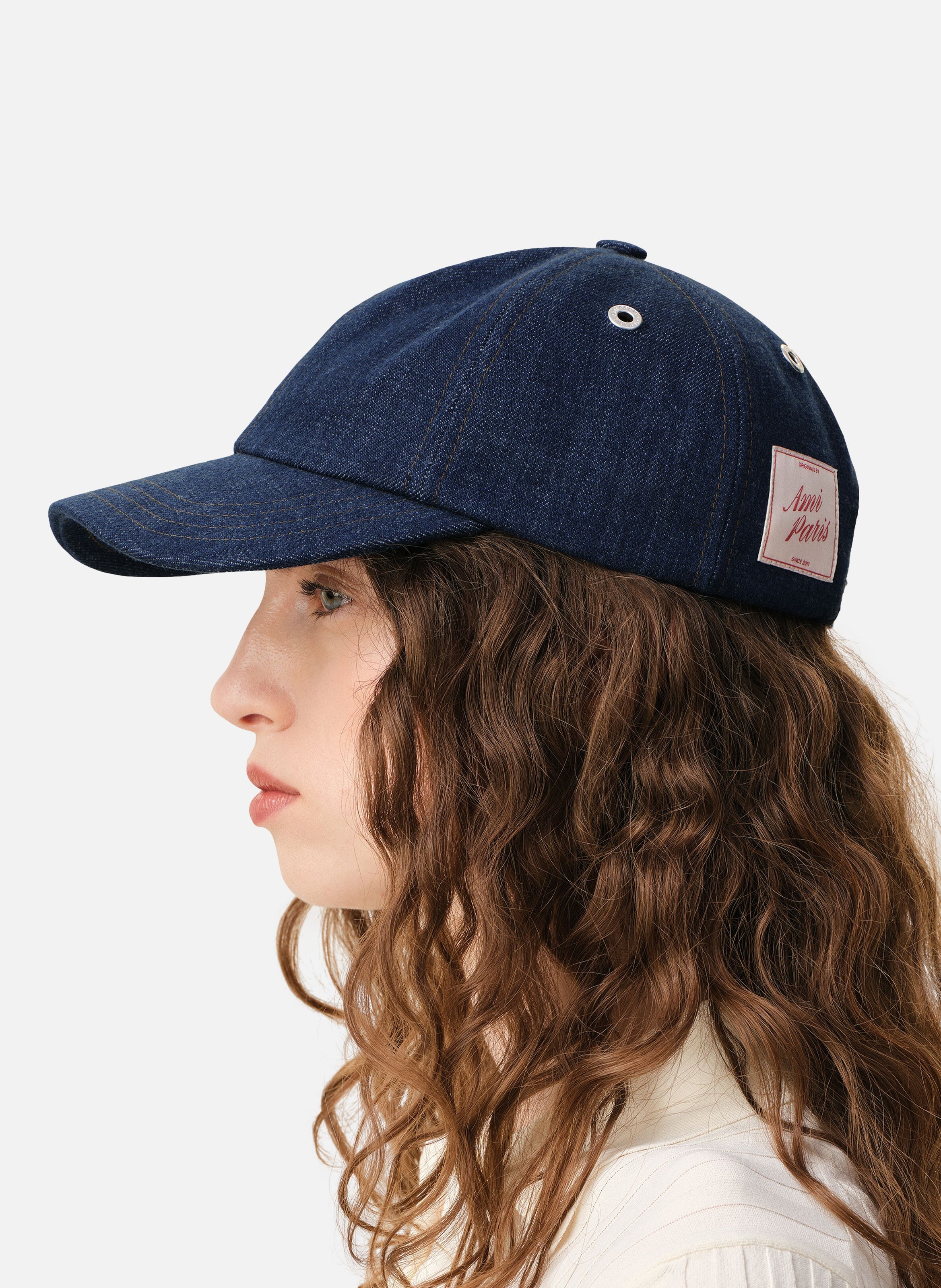 Casquette empiècement côté ami paris unisexe en denim AMI PARIS Bleu