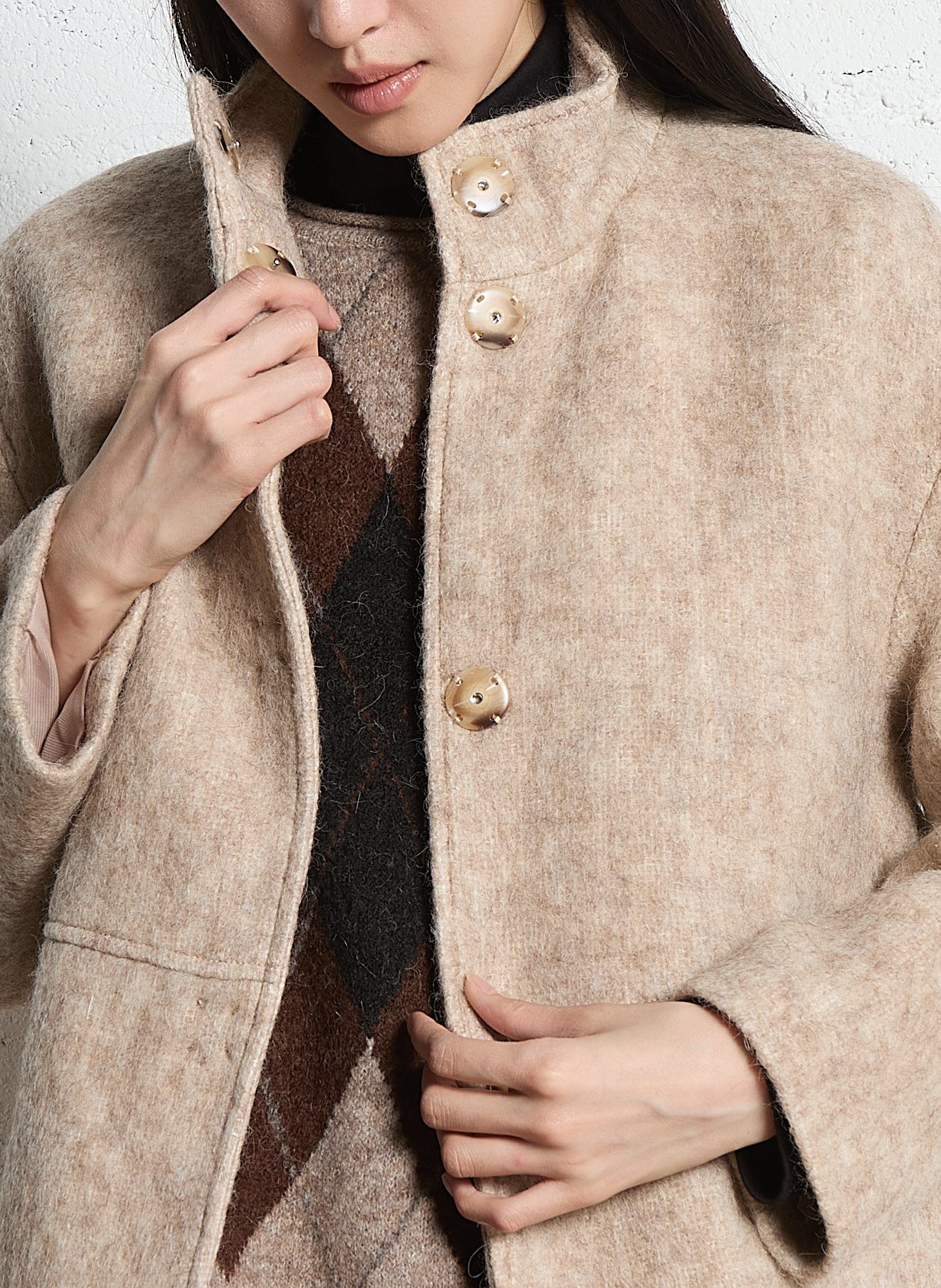 Manteau droit uni à col montant lamia MAISON 123 Blanc