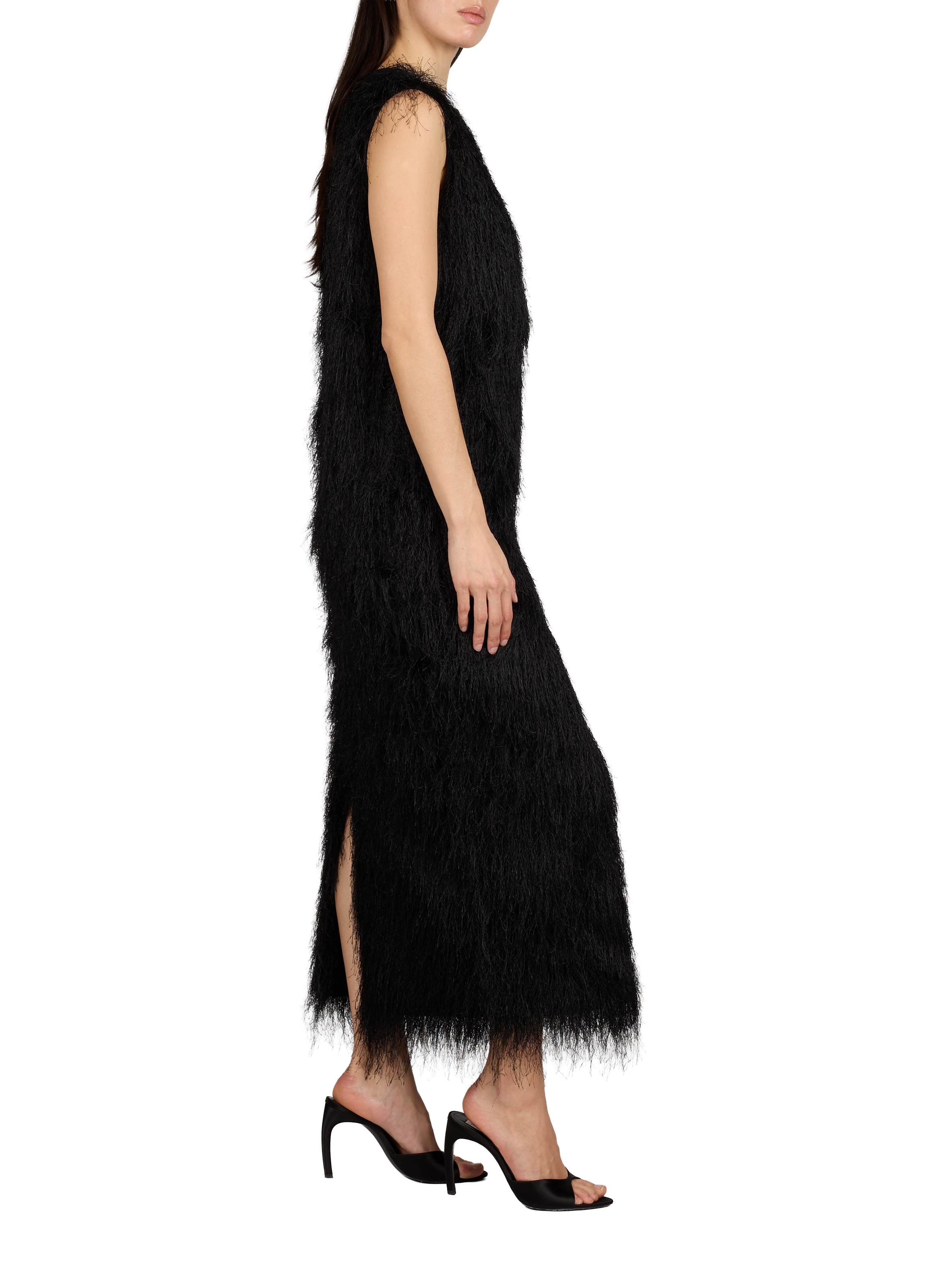 Long dress with delicate fringes LOULOU DE SAISON Black
