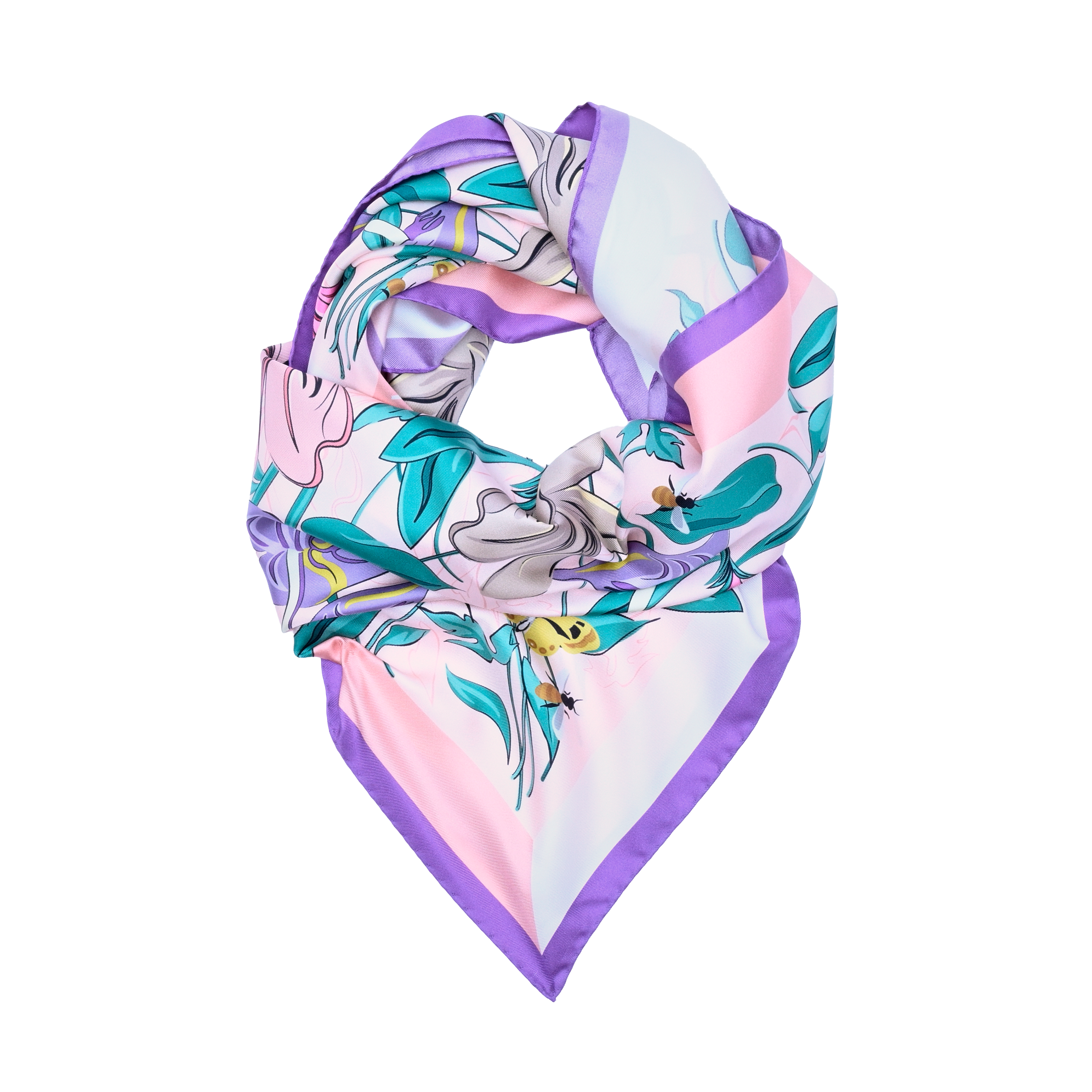 90 cm silk scarf with tutti fleuri pattern in silk LANCEL Pink