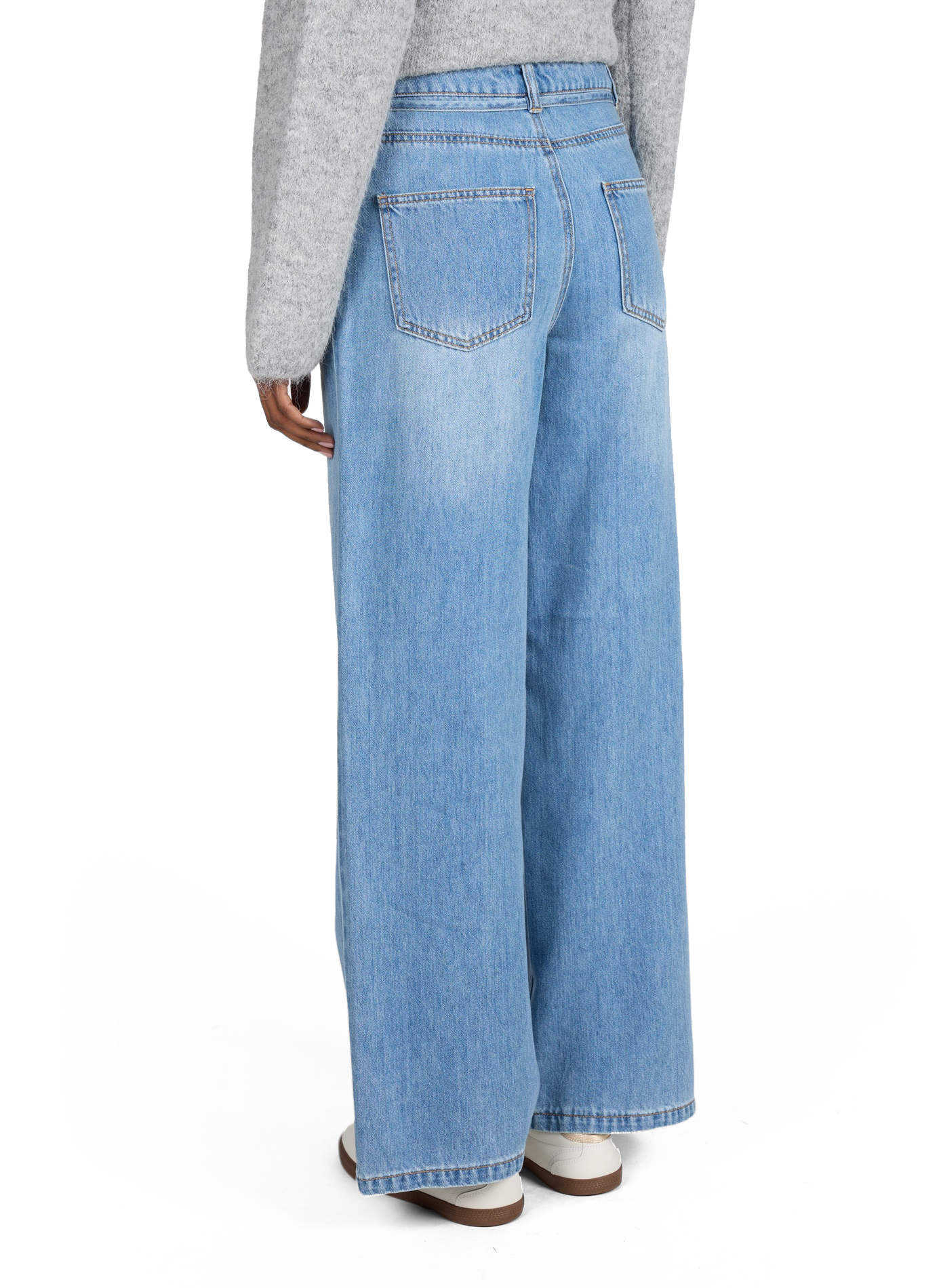Wide leg mixed cotton jeans OBJECT Blue