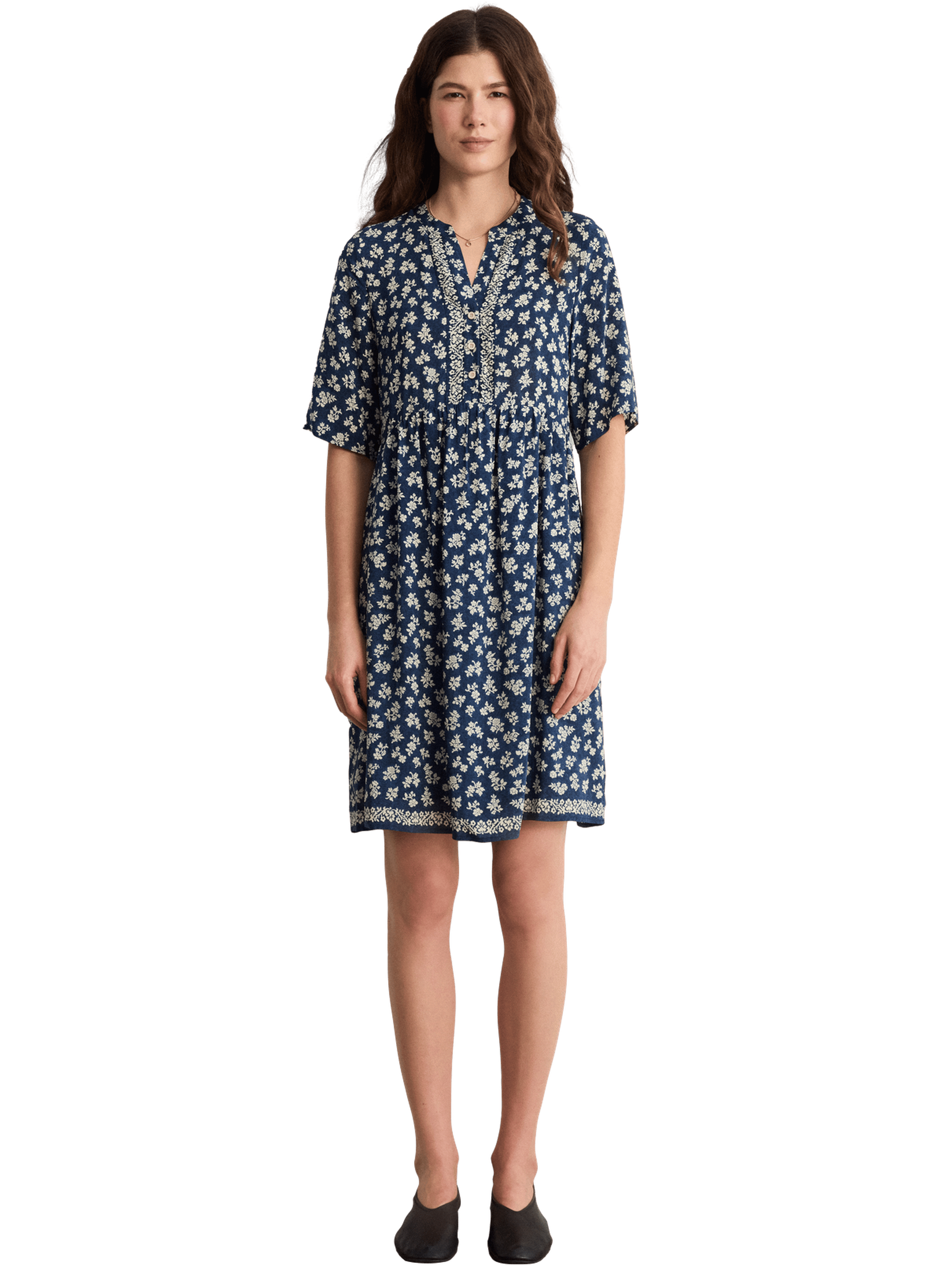 Robe courte et droite à fleurs - AUGUSTA PABLO Bleu
