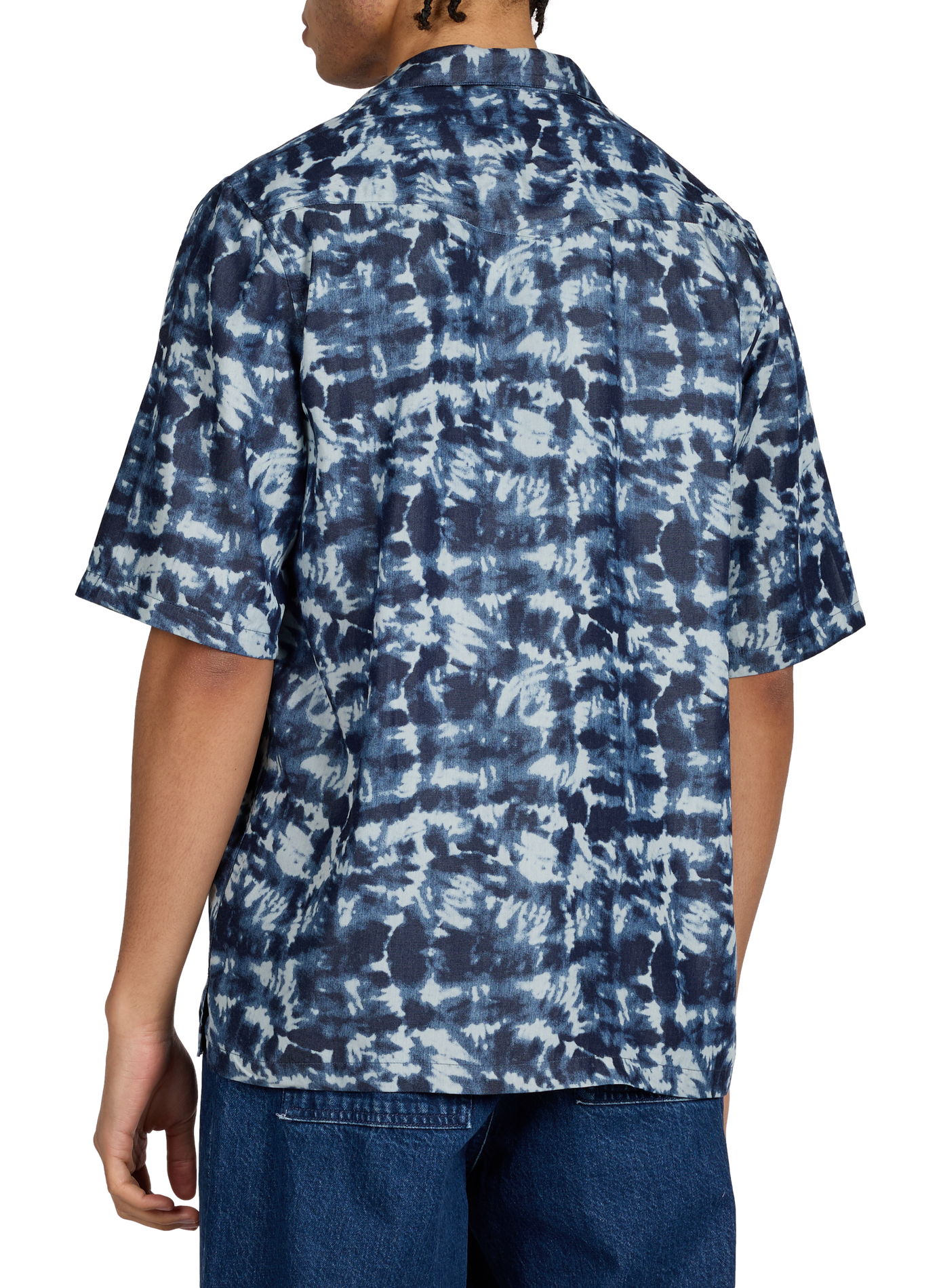 Printed straight shirt with short sleeves OFFICINE GENERALE Blue