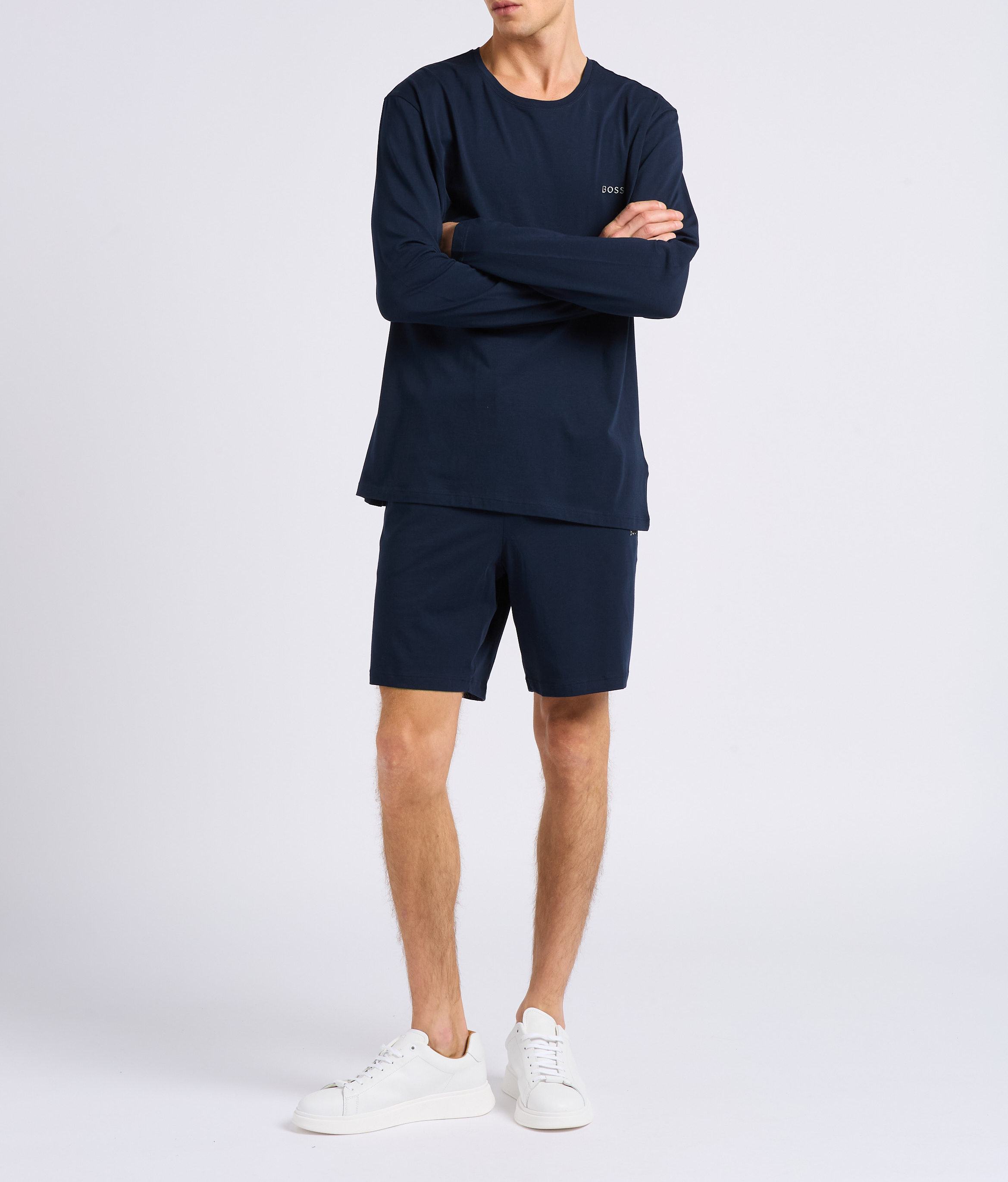 Short de pyjama en coton mélangé BOSS Bleu