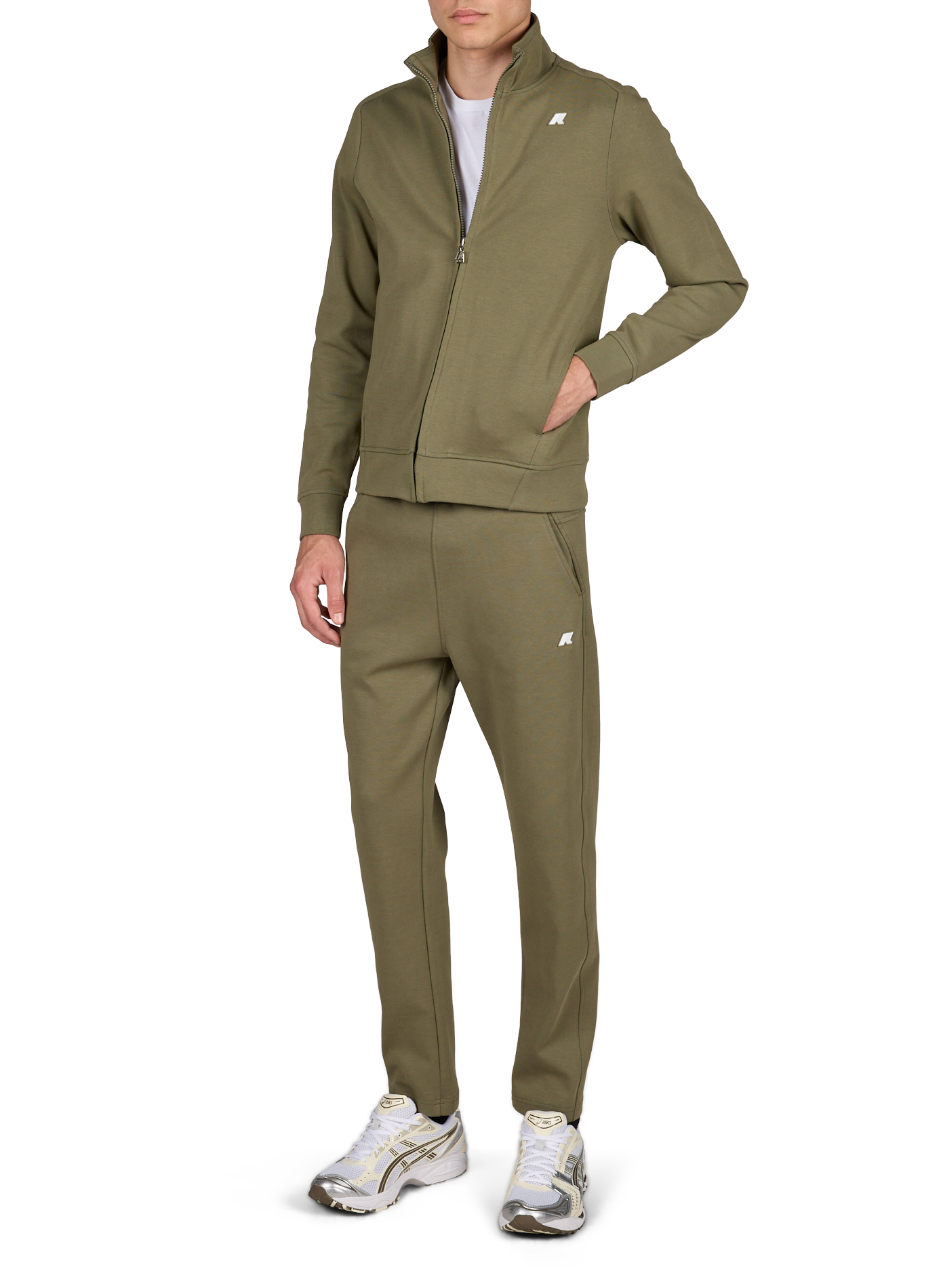 Sweat zippé à col montant en coton mélangé K-WAY Vert