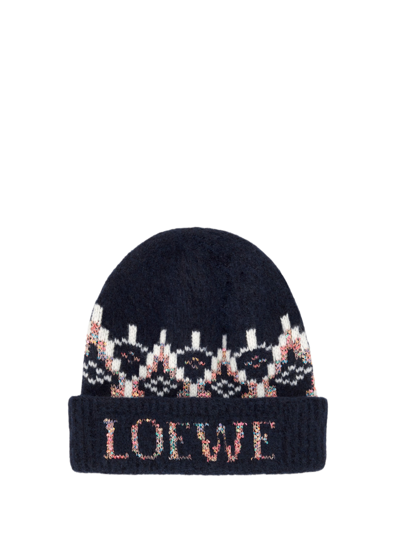 Printed blend wool beanie LOEWE Blue