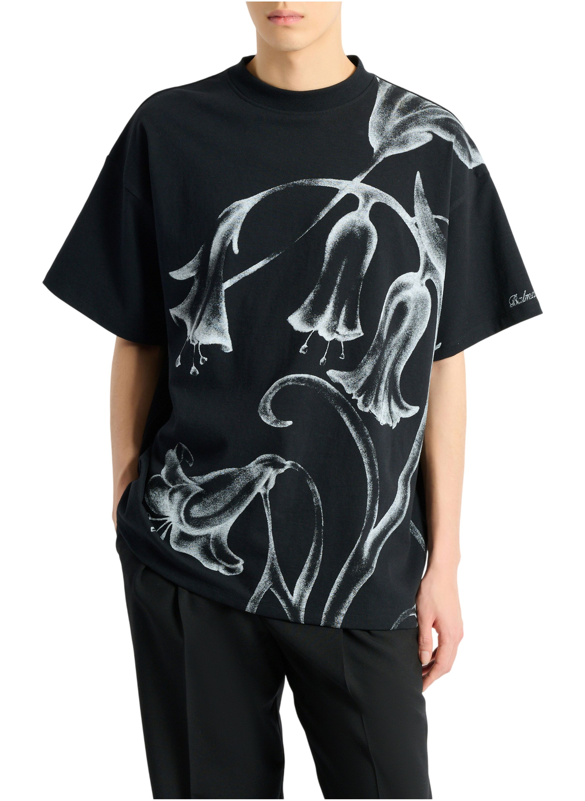 T-shirt balmain flower imprimé BALMAIN Noir