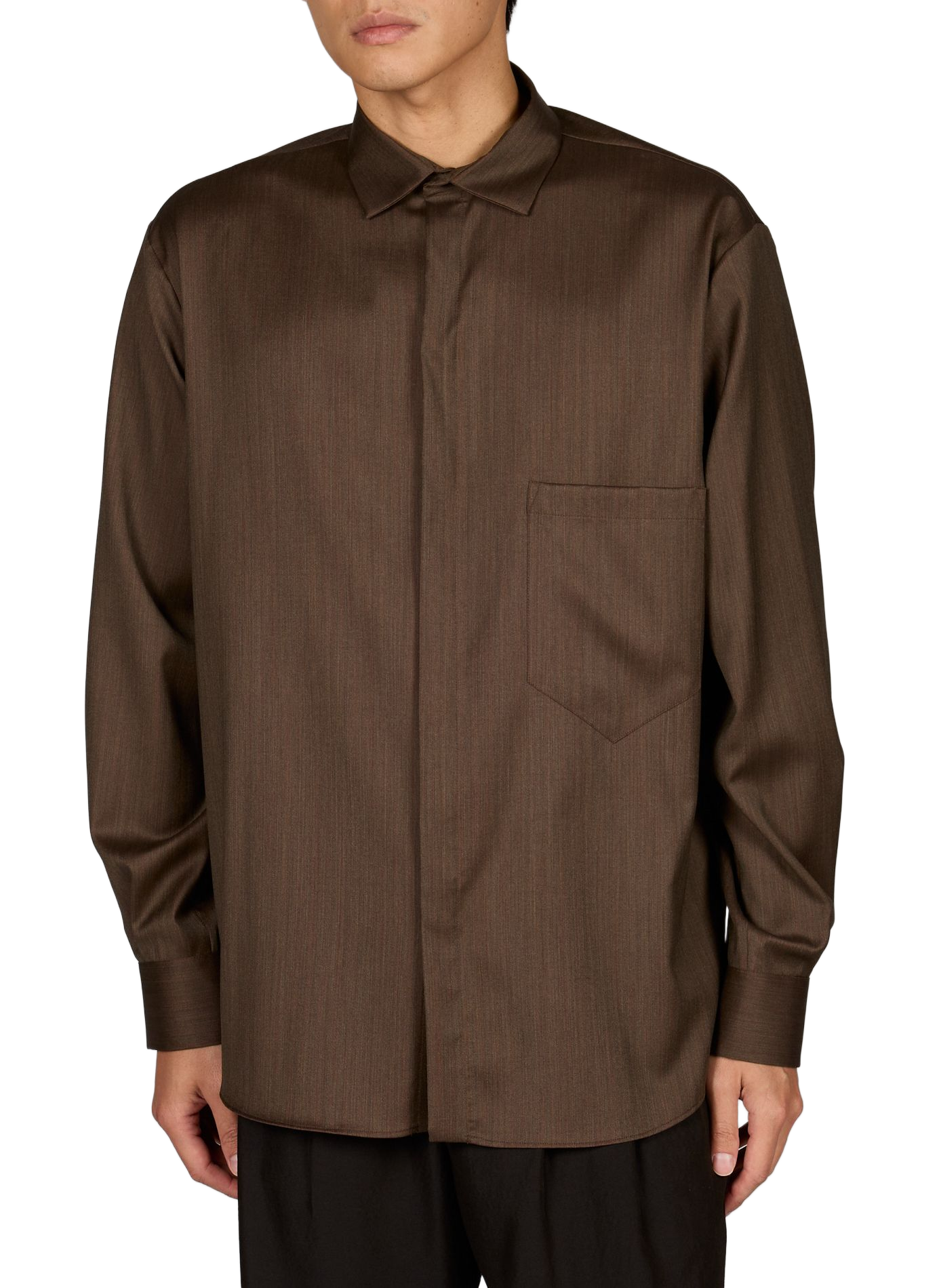Chemise à manches longues en laine vierge et soie SONIA CARRASCO Marron