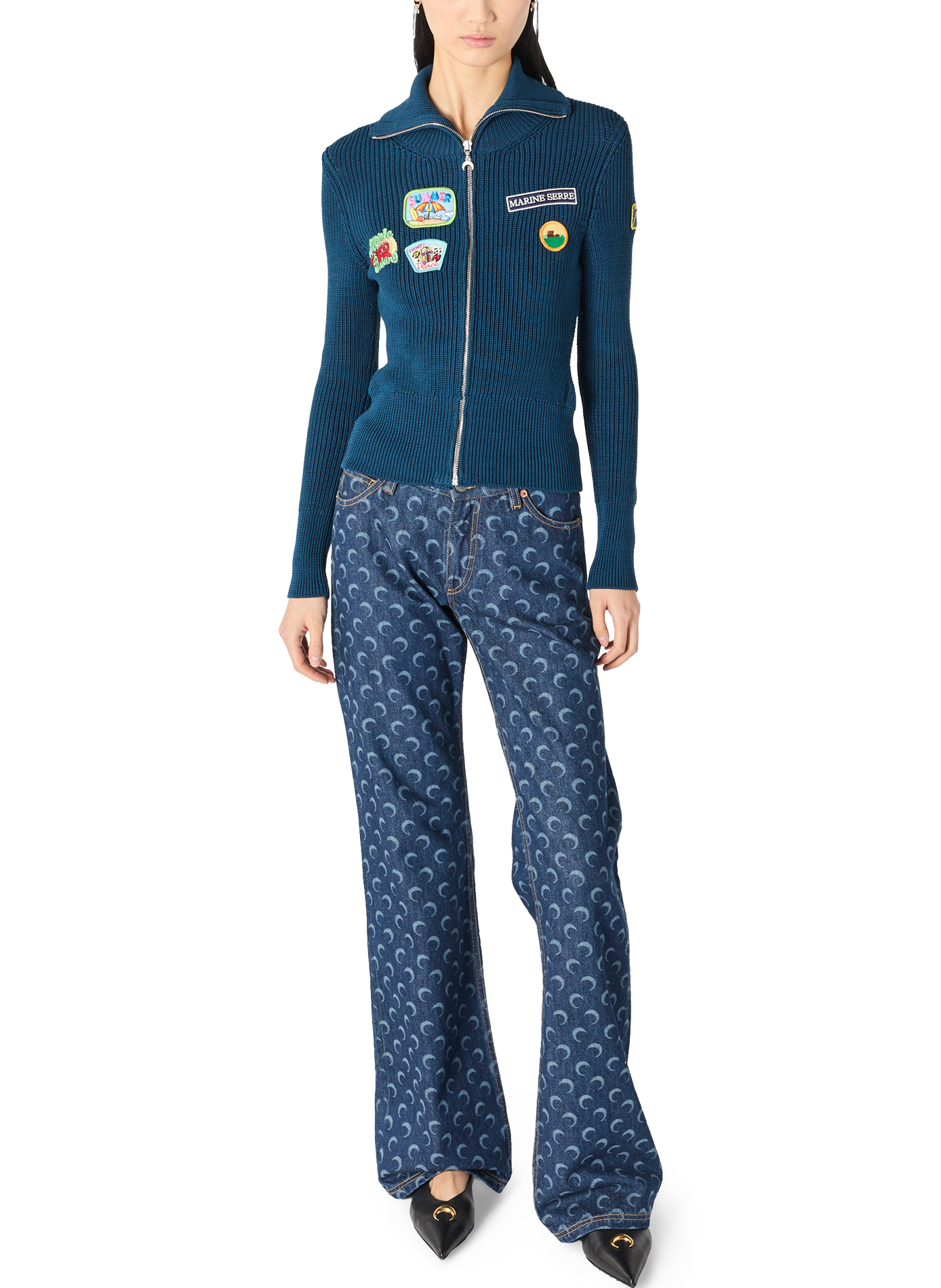 Midnight blue denim bootcut jeans MARINE SERRE Blue