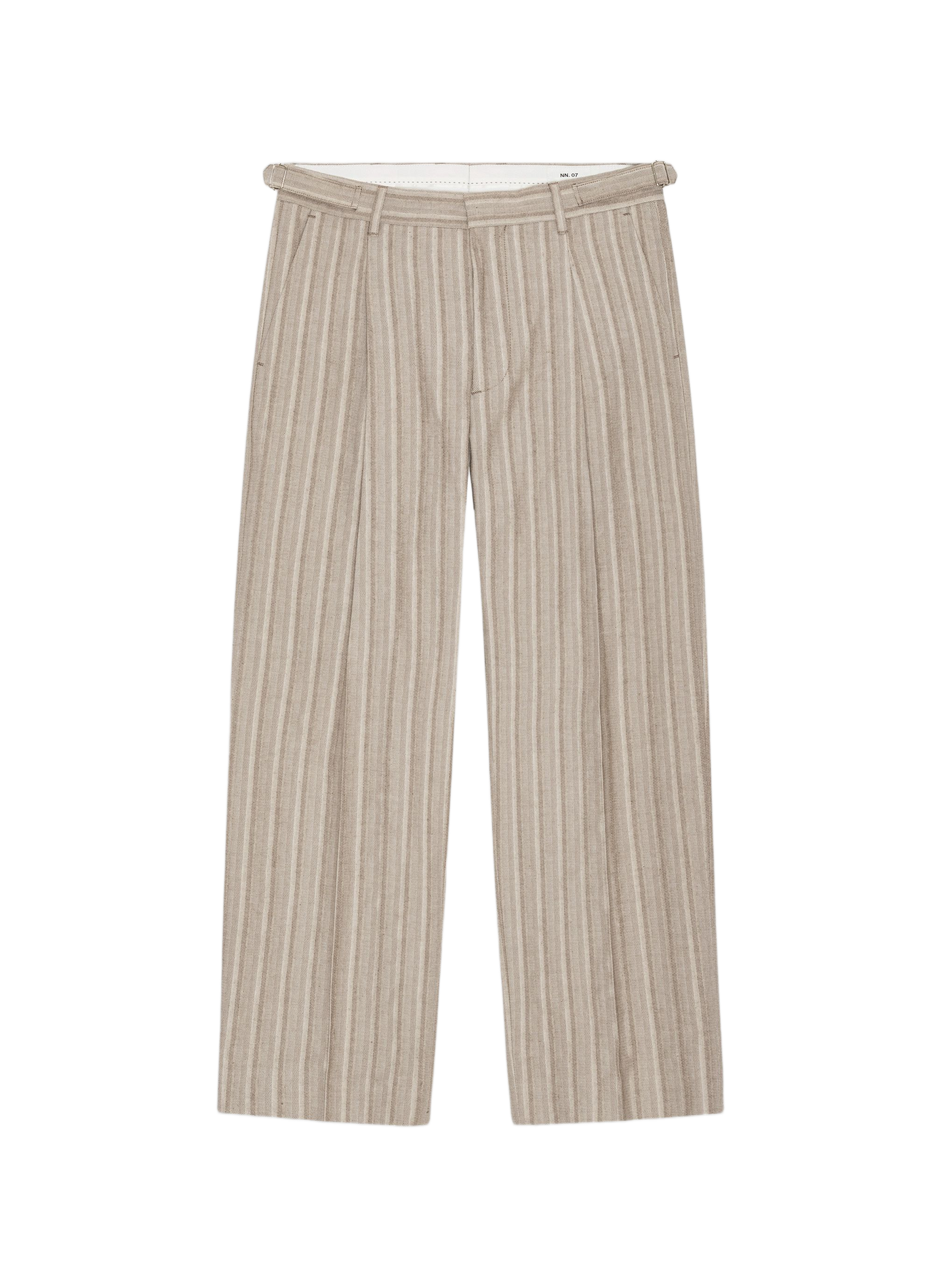 Pantalon Kay à rayures chevrons en coton et lin mélangés NN.07 Marron