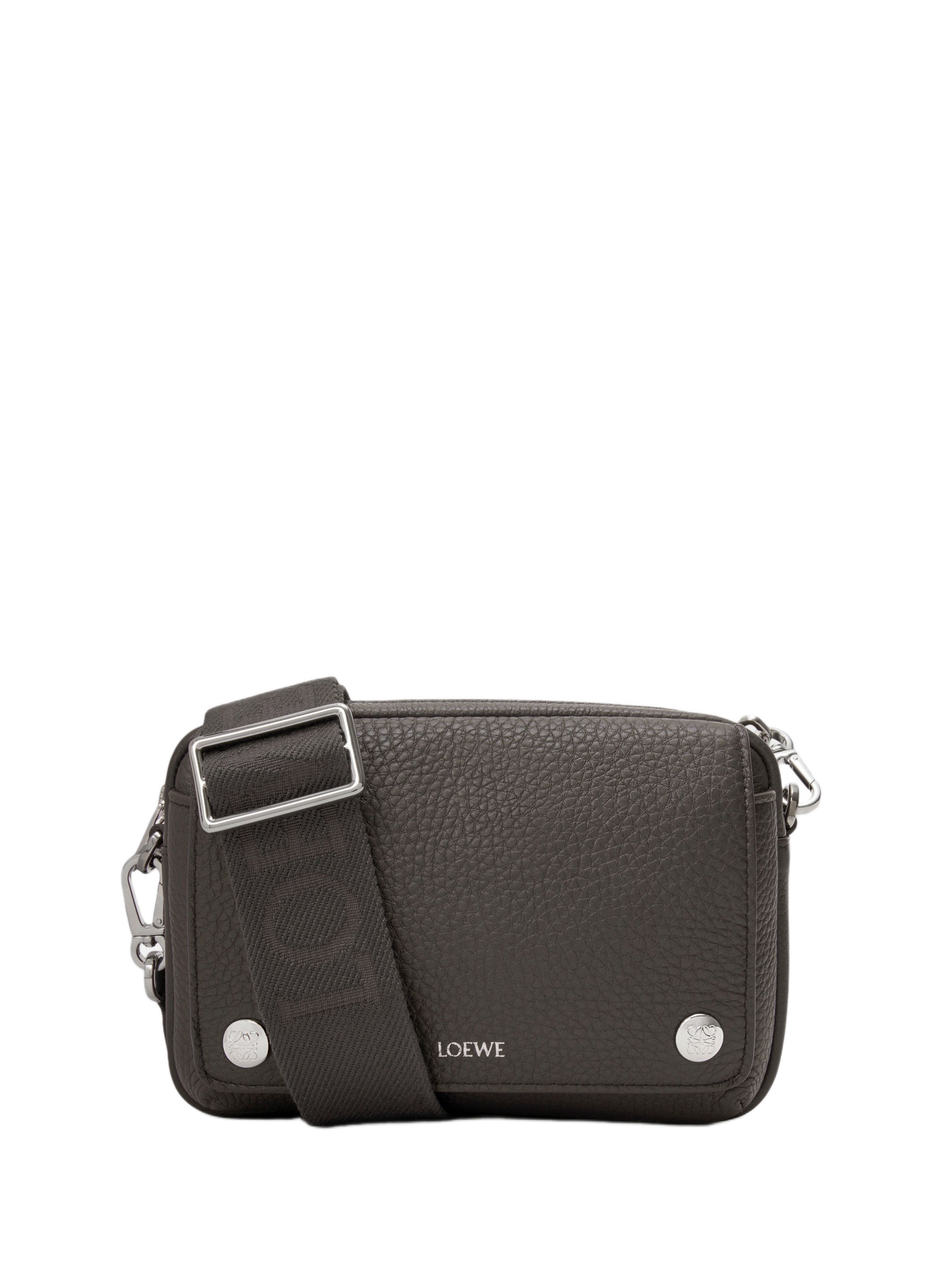 Kleine Messenger-Tasche aus weichem genarbtem Kalbsleder. LOEWE Grau