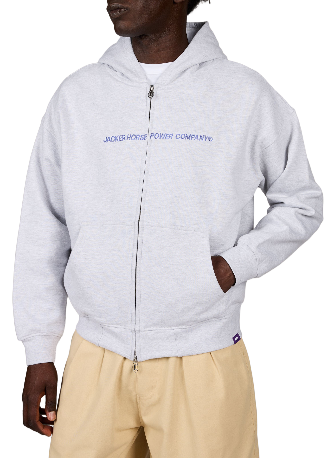 Weiter Pullover mit Stickerei aus Baumwolle. JACKER. Grau