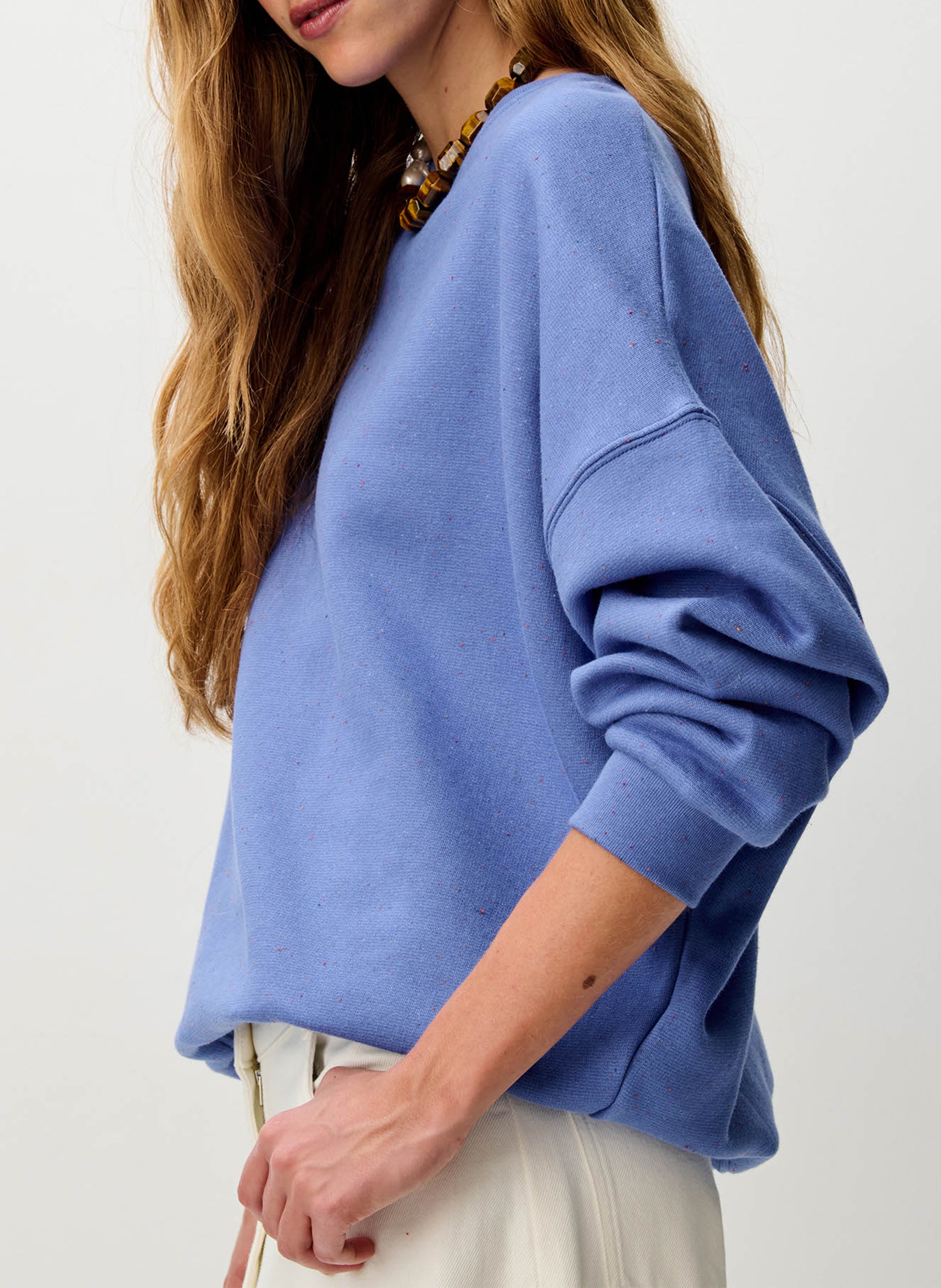 Sweat col rond oversize en coton mélangé chebbi SESSUN Bleu
