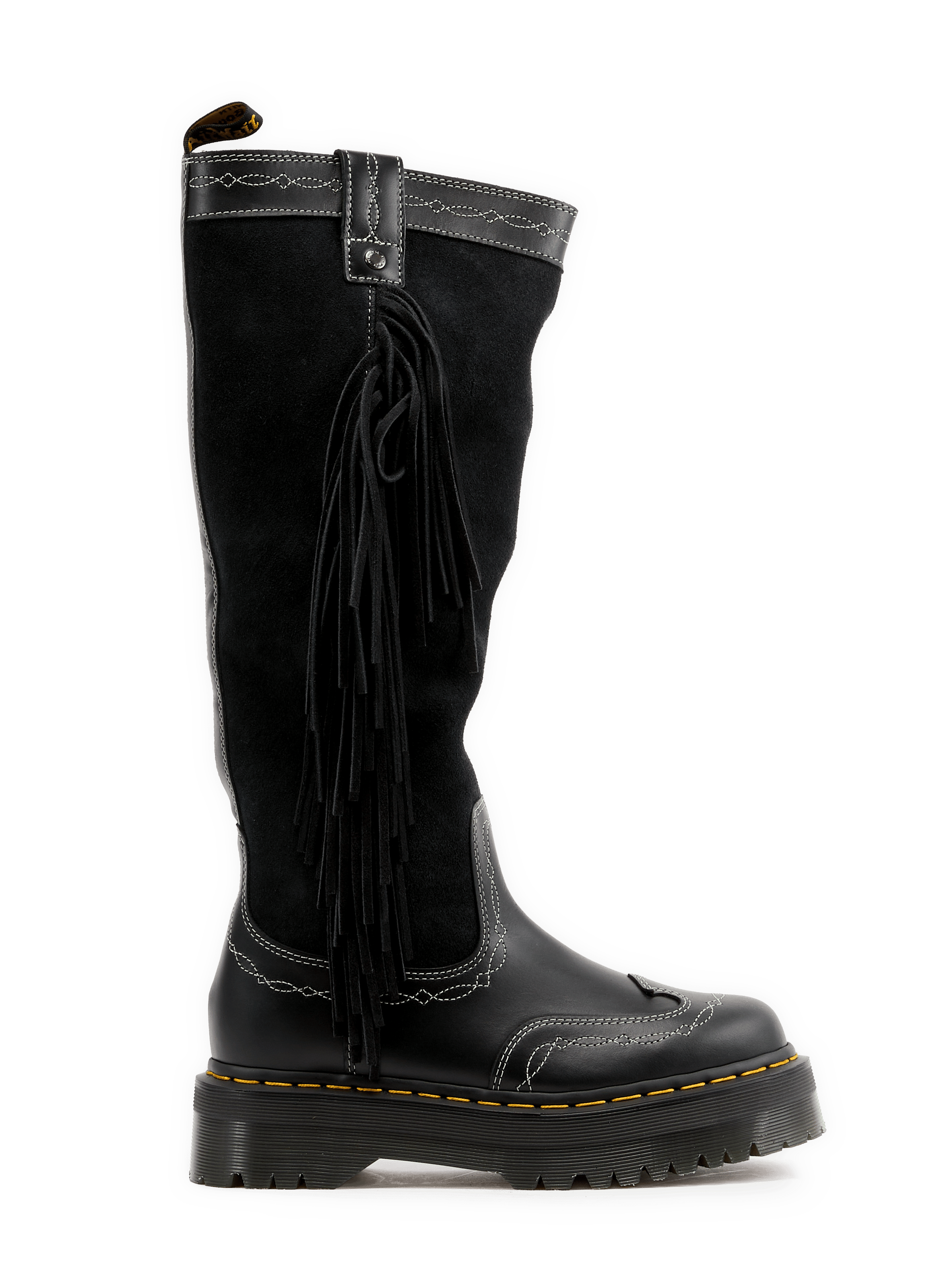 Fringe Hi Stiefel mit Rindslederfransen DR. MARTENS Schwarz