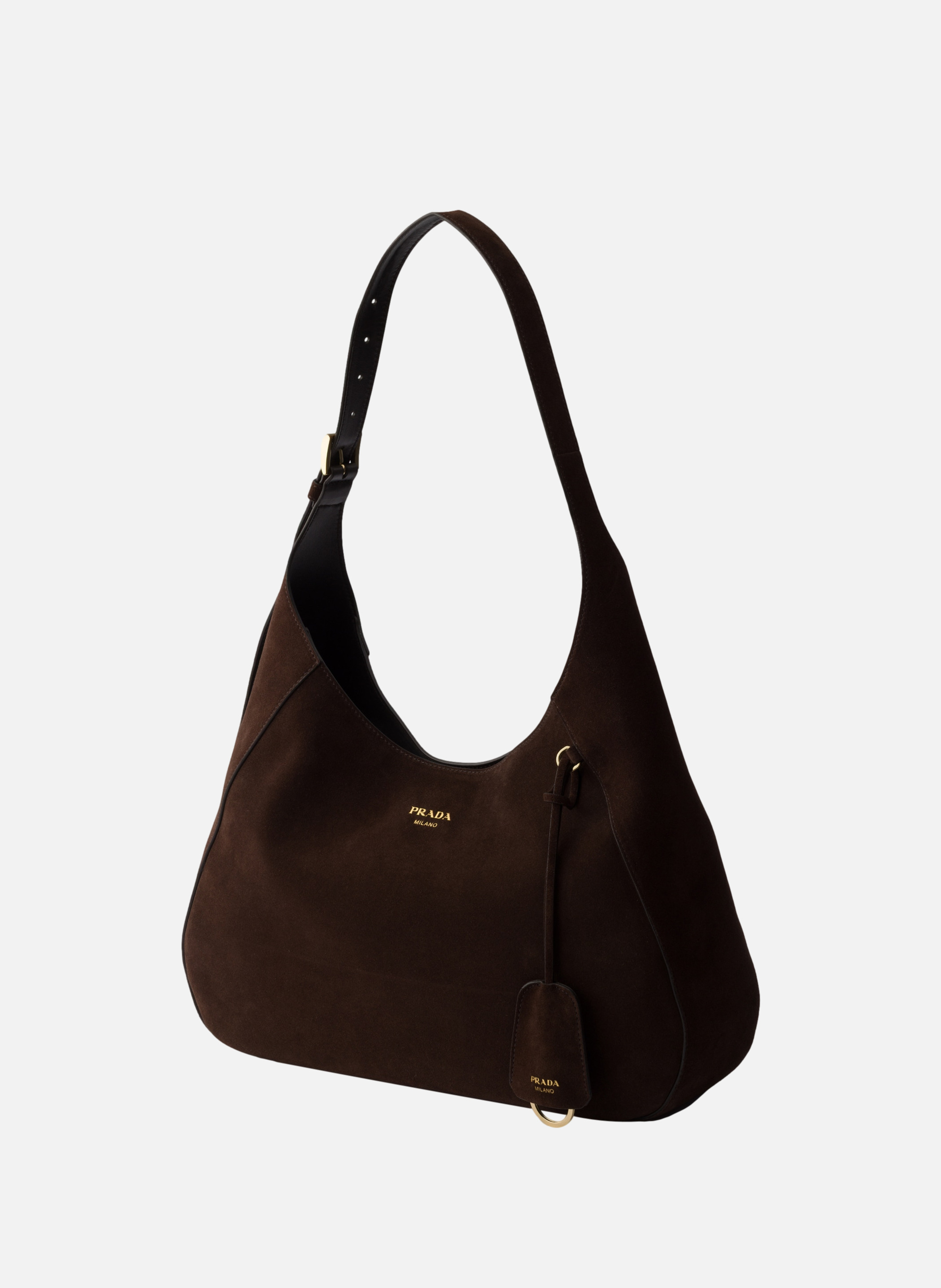 Grand sac prada boogie en veau velours PRADA Marron