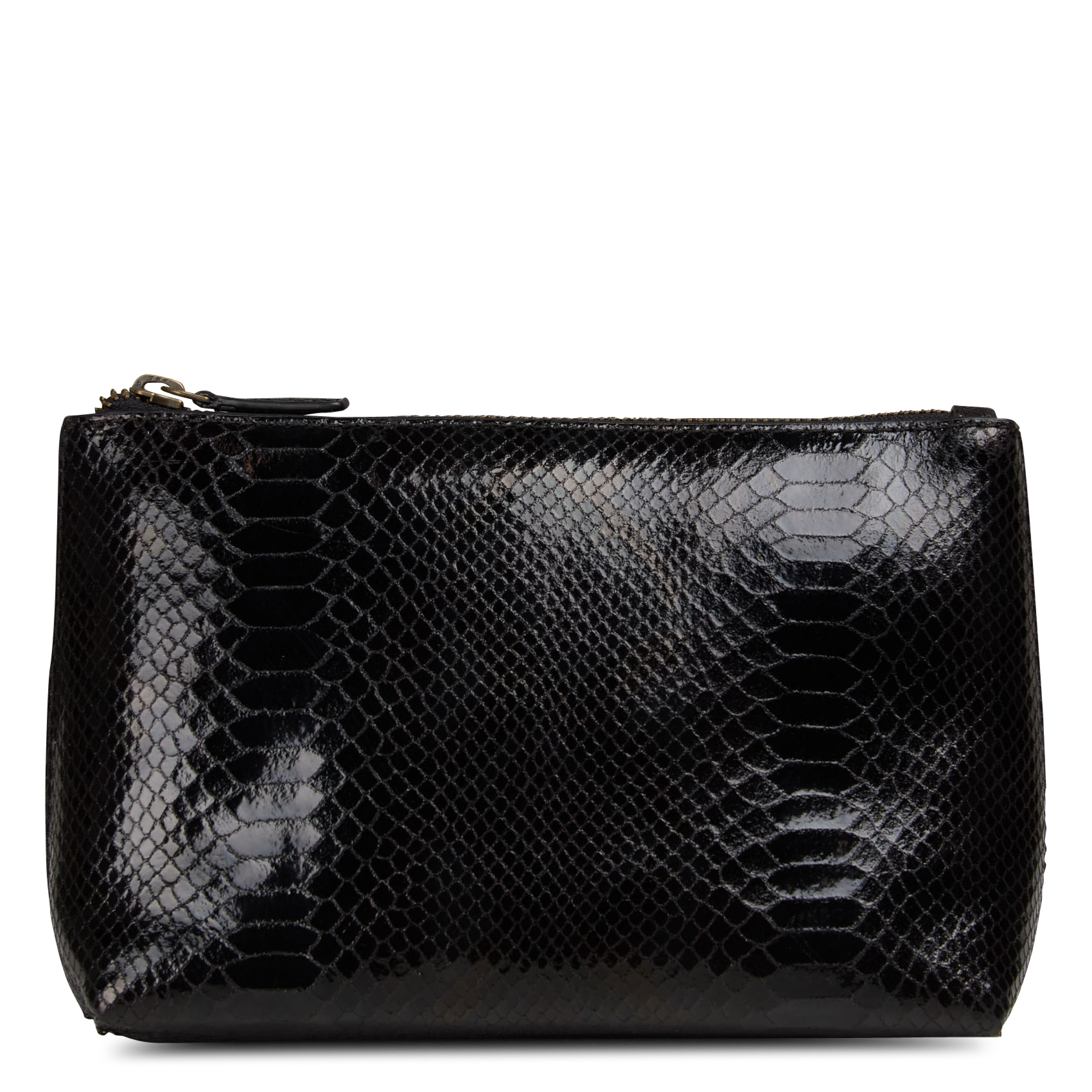 Pochette zippée en cuir leon MAISON 123 Noir