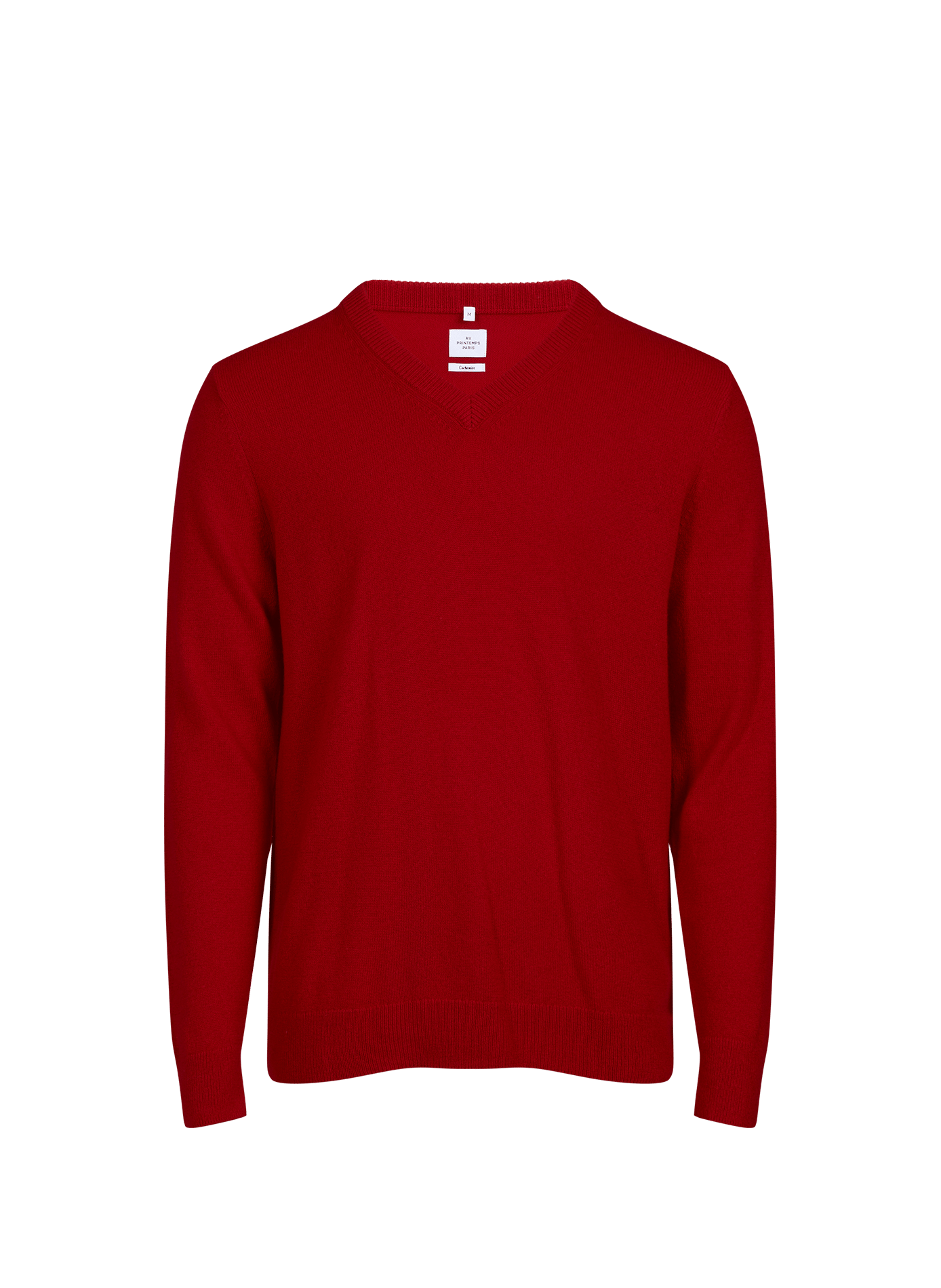 Pull col V en cachemire AU PRINTEMPS PARIS Rouge